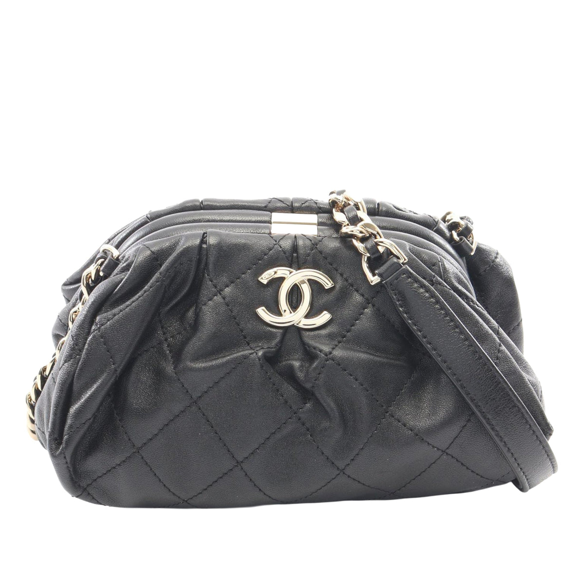 Chanel CC Quilted Lambskin Kisslock Crossbody