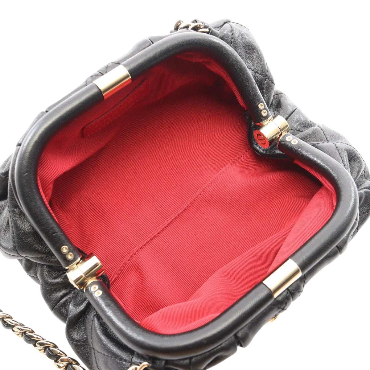 Chanel CC Quilted Lambskin Kisslock Crossbody