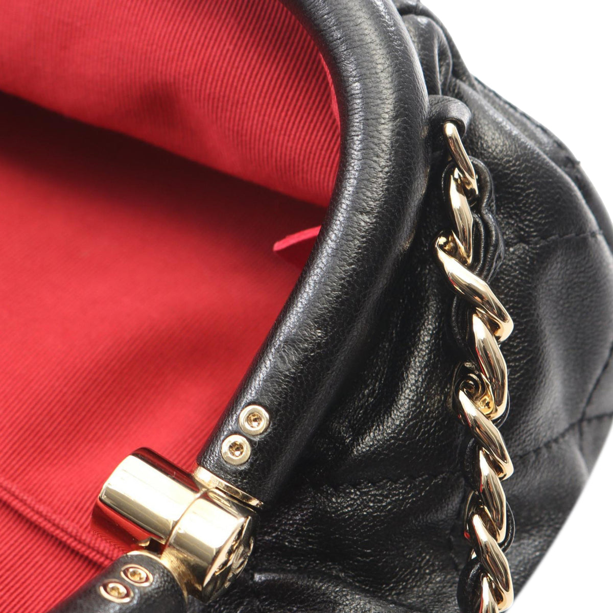 Chanel CC Quilted Lambskin Kisslock Crossbody