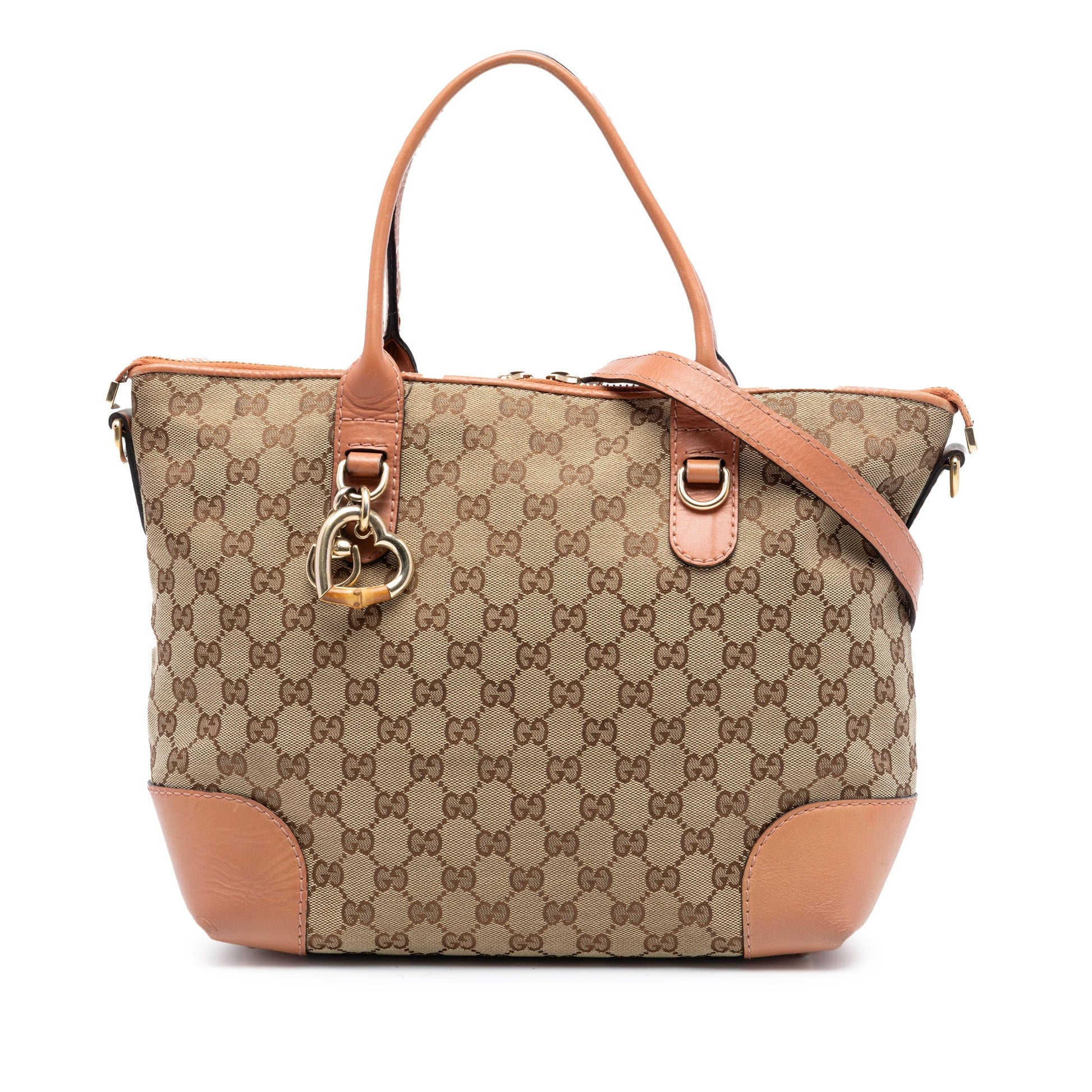GG Canvas Heart Bit Satchel