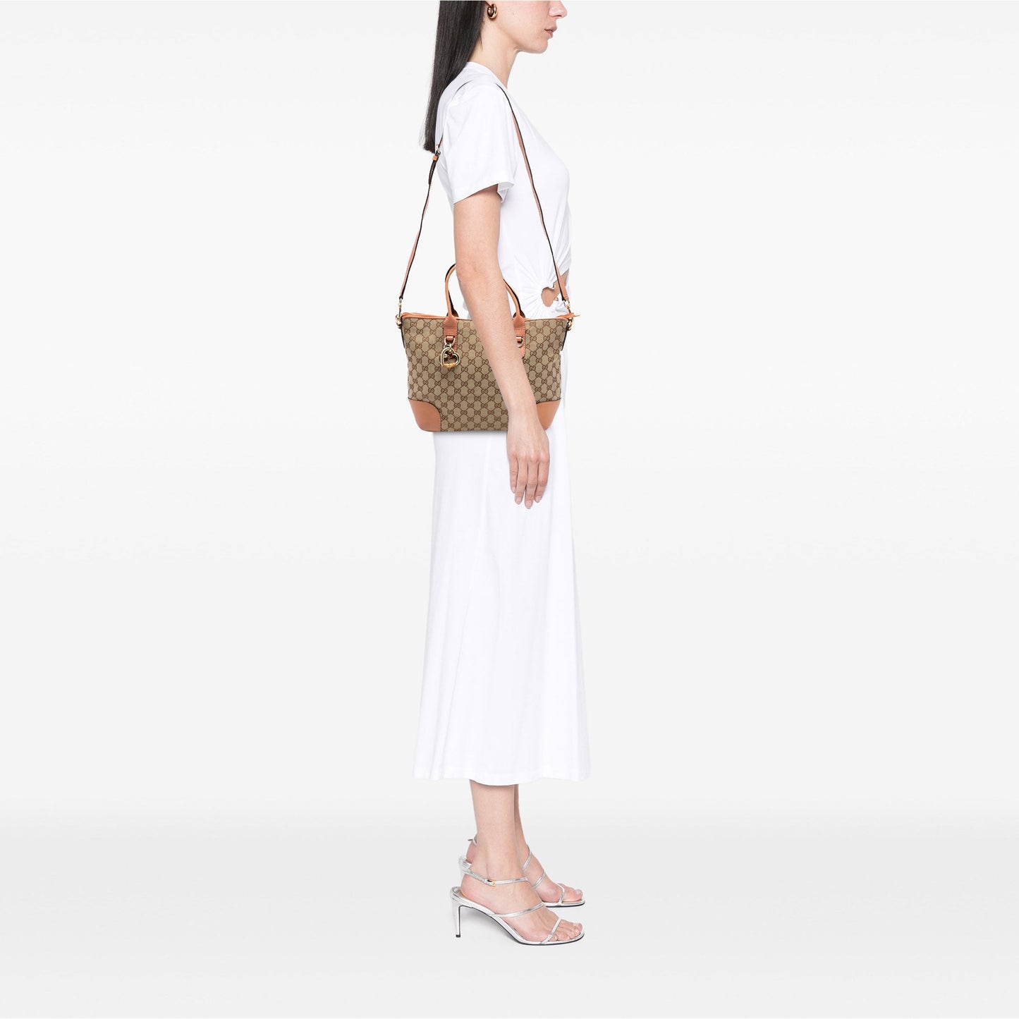 GG Canvas Heart Bit Satchel