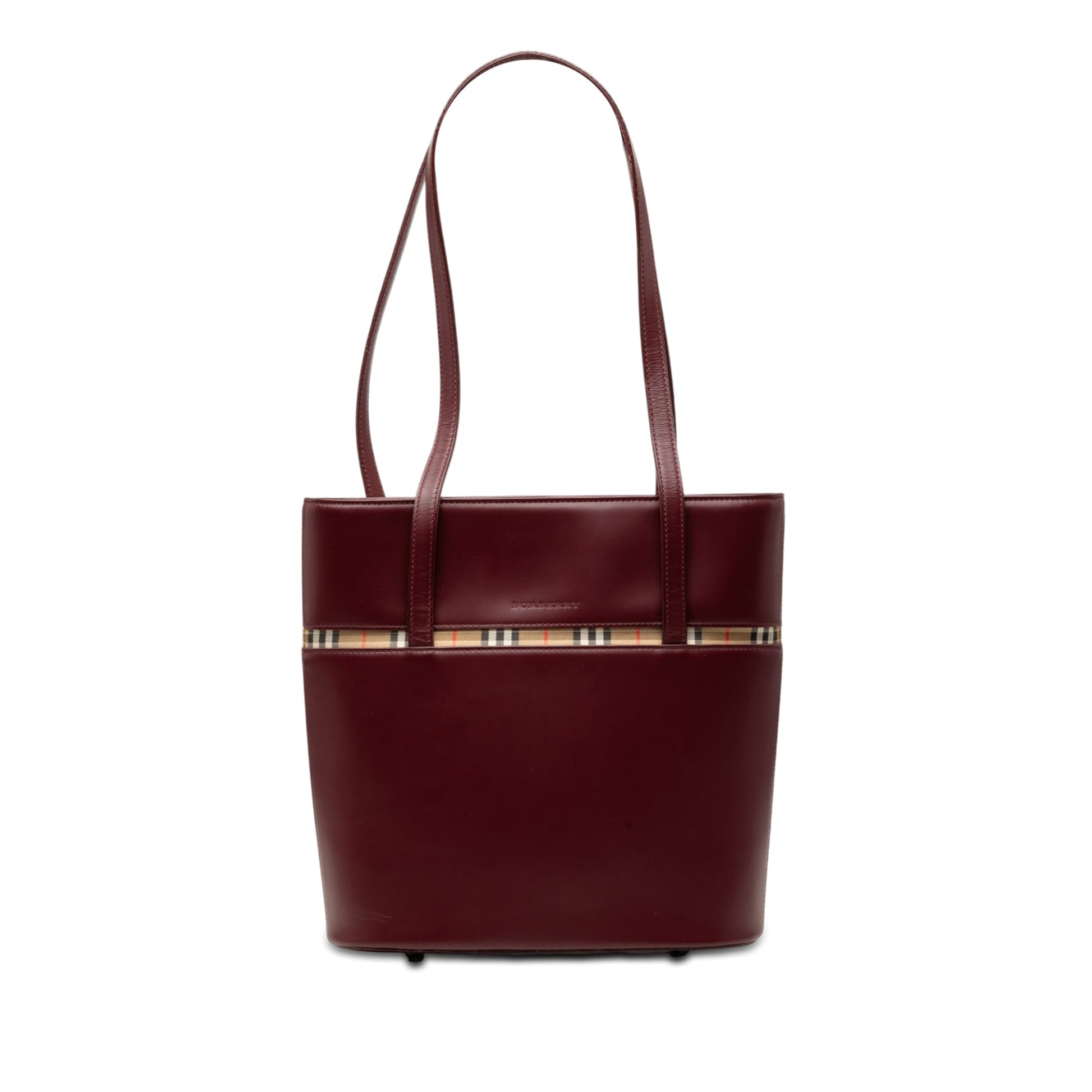 Burberry House Check Trimmed Leather Shoulder Bag