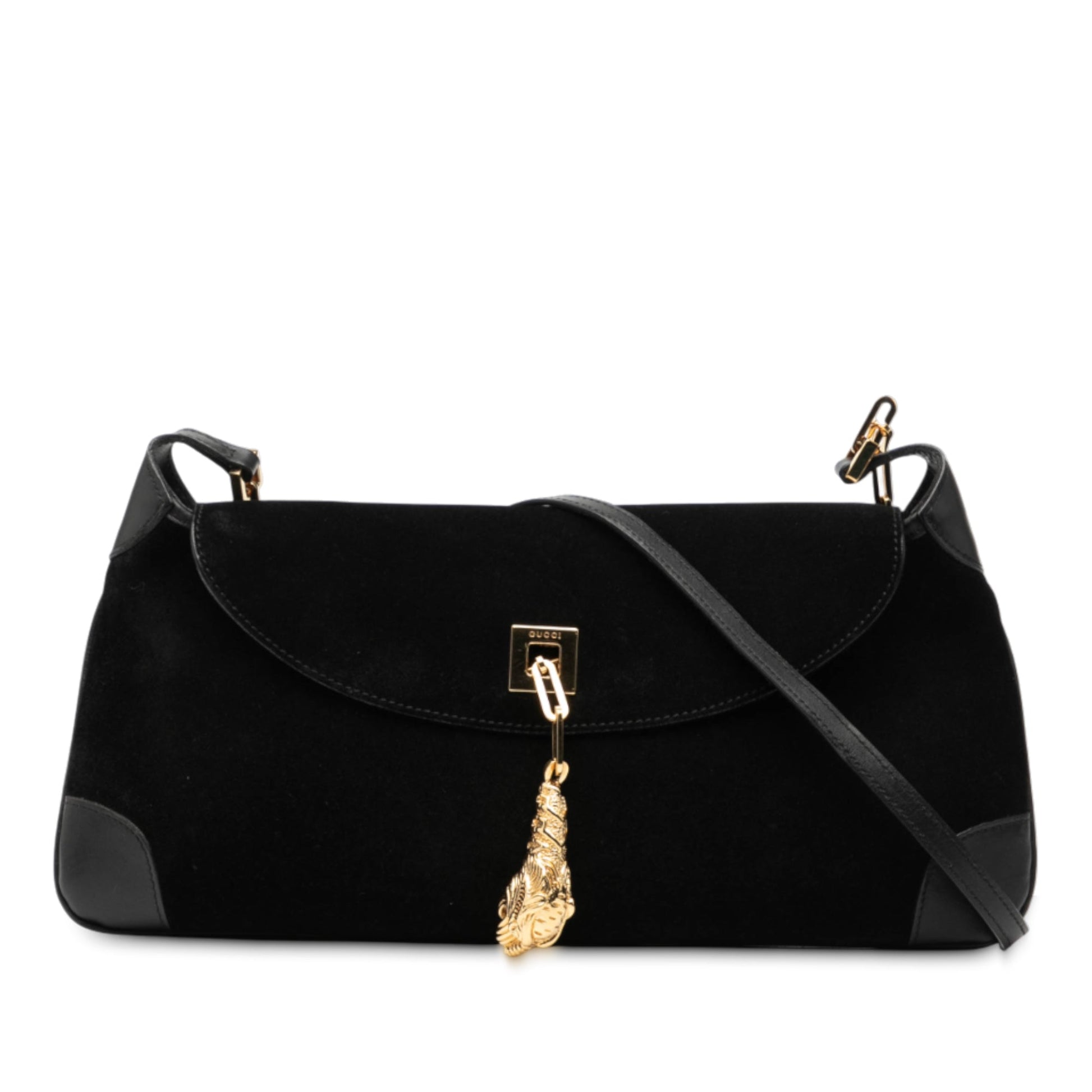 Gucci Suede Tiger Head Shoulder Bag