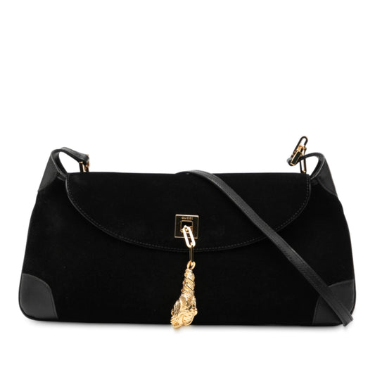 Gucci Suede Tiger Head Shoulder Bag