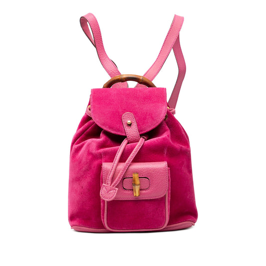 Gucci Suede Bamboo Backpack
