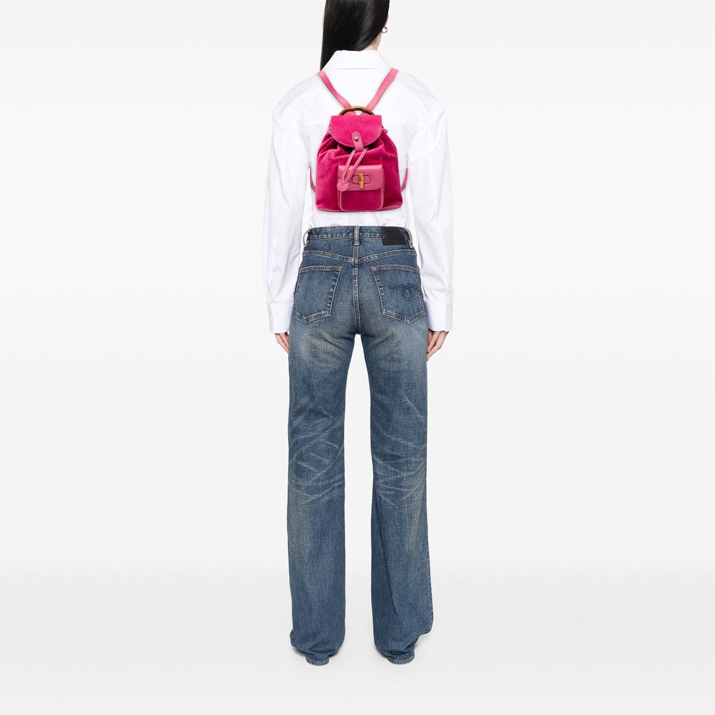 Gucci Suede Bamboo Backpack