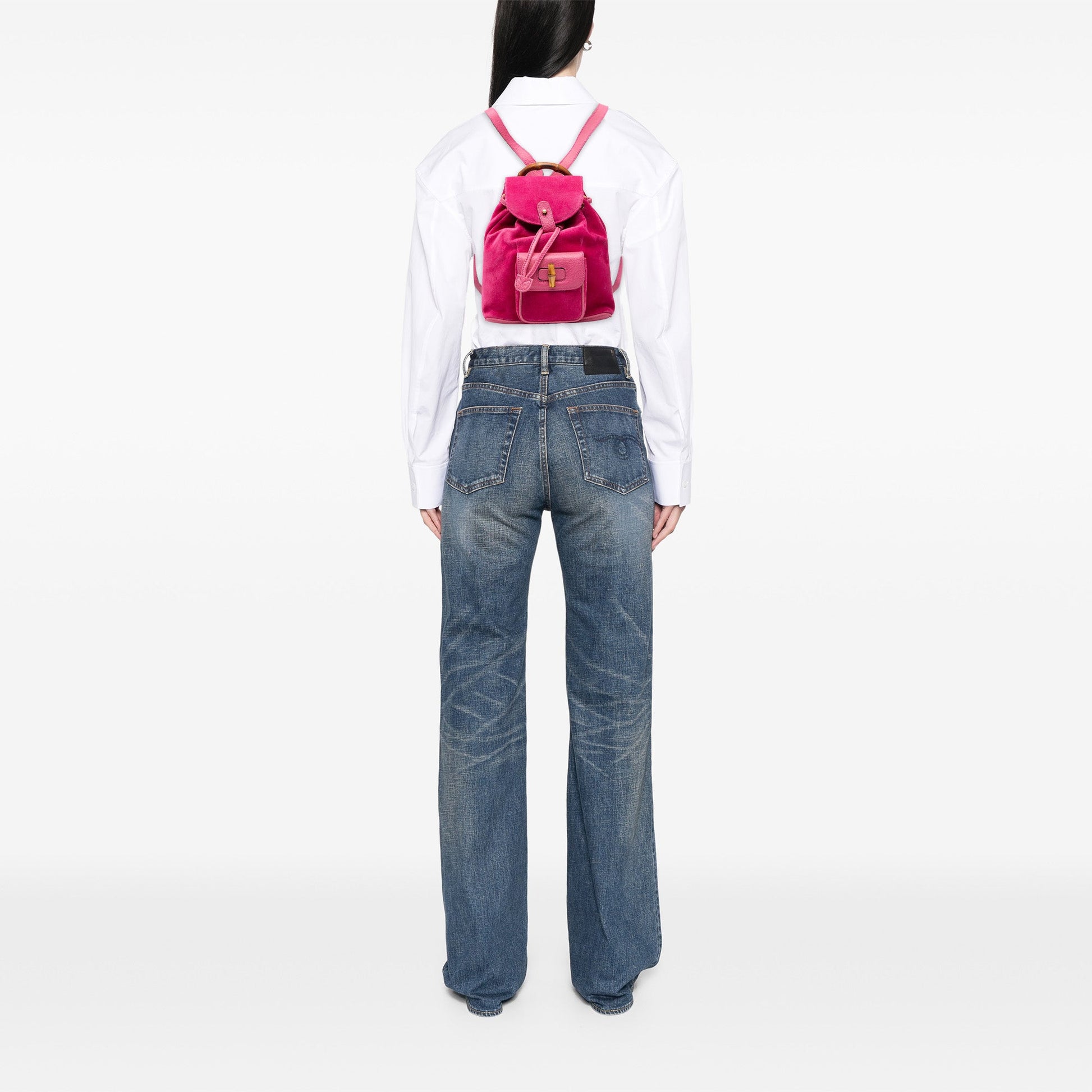 Gucci Suede Bamboo Backpack