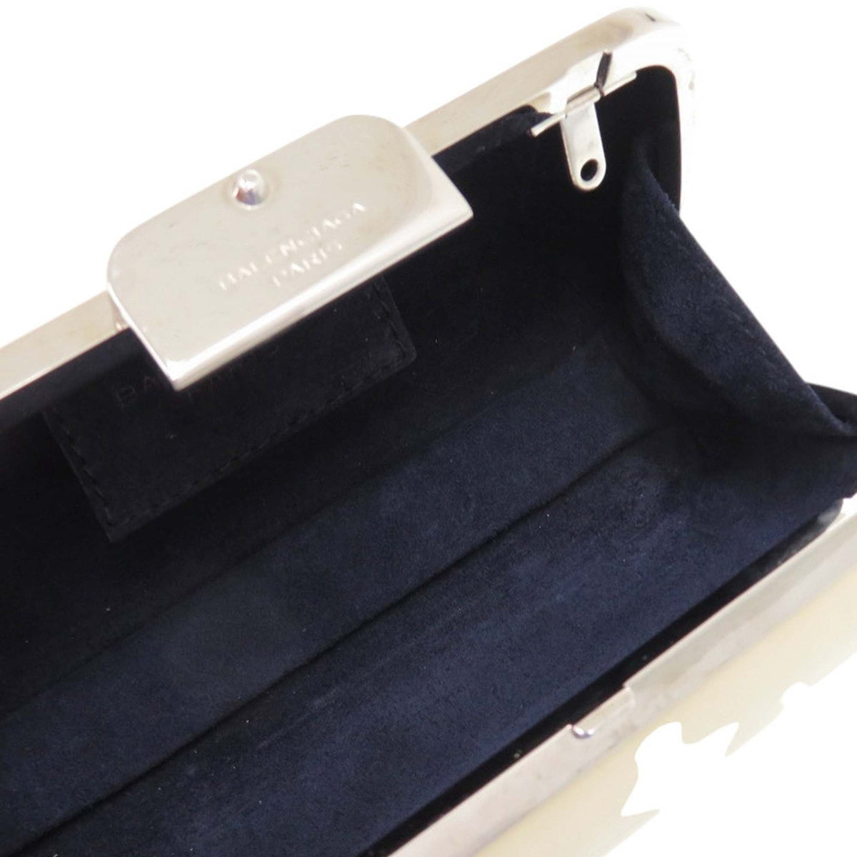 Balenciaga Leather Minaudiere Trapeze Clutch