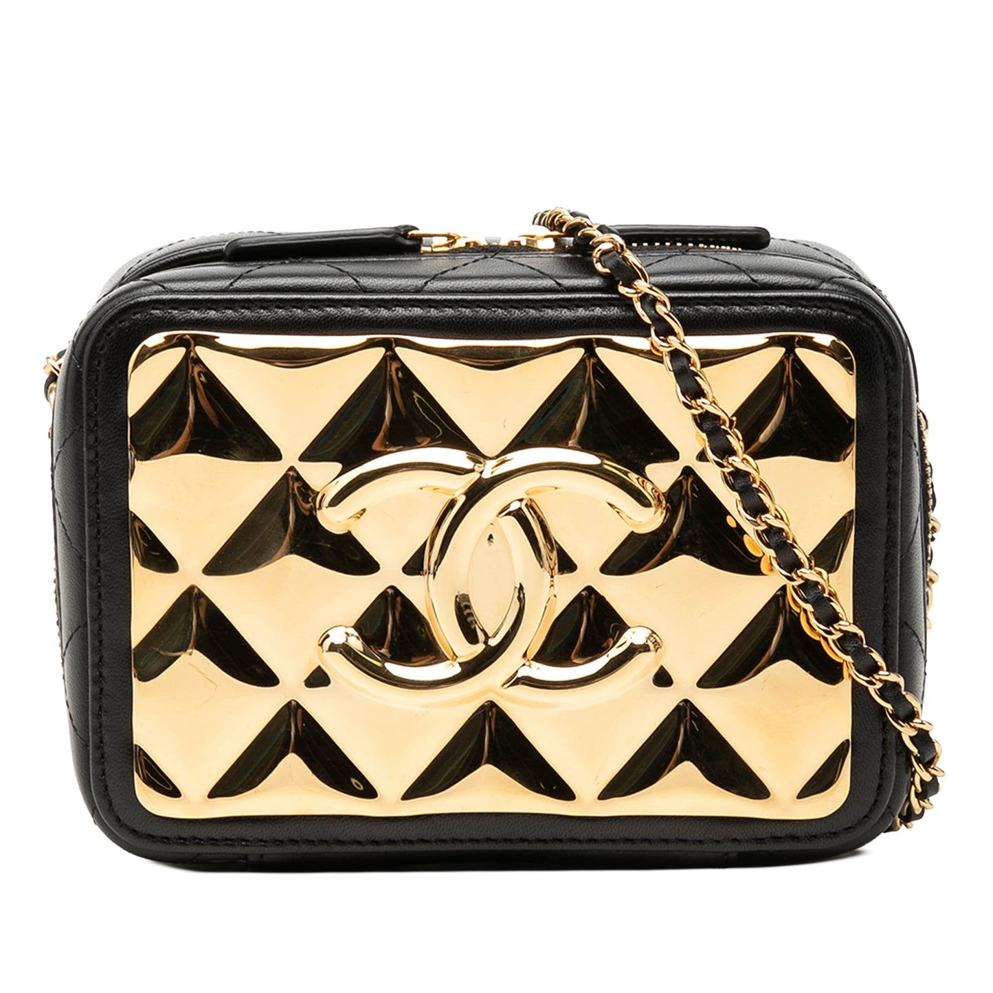 Chanel Mini CC Quilted Lambskin and Golden Plate Vanity Crossbody