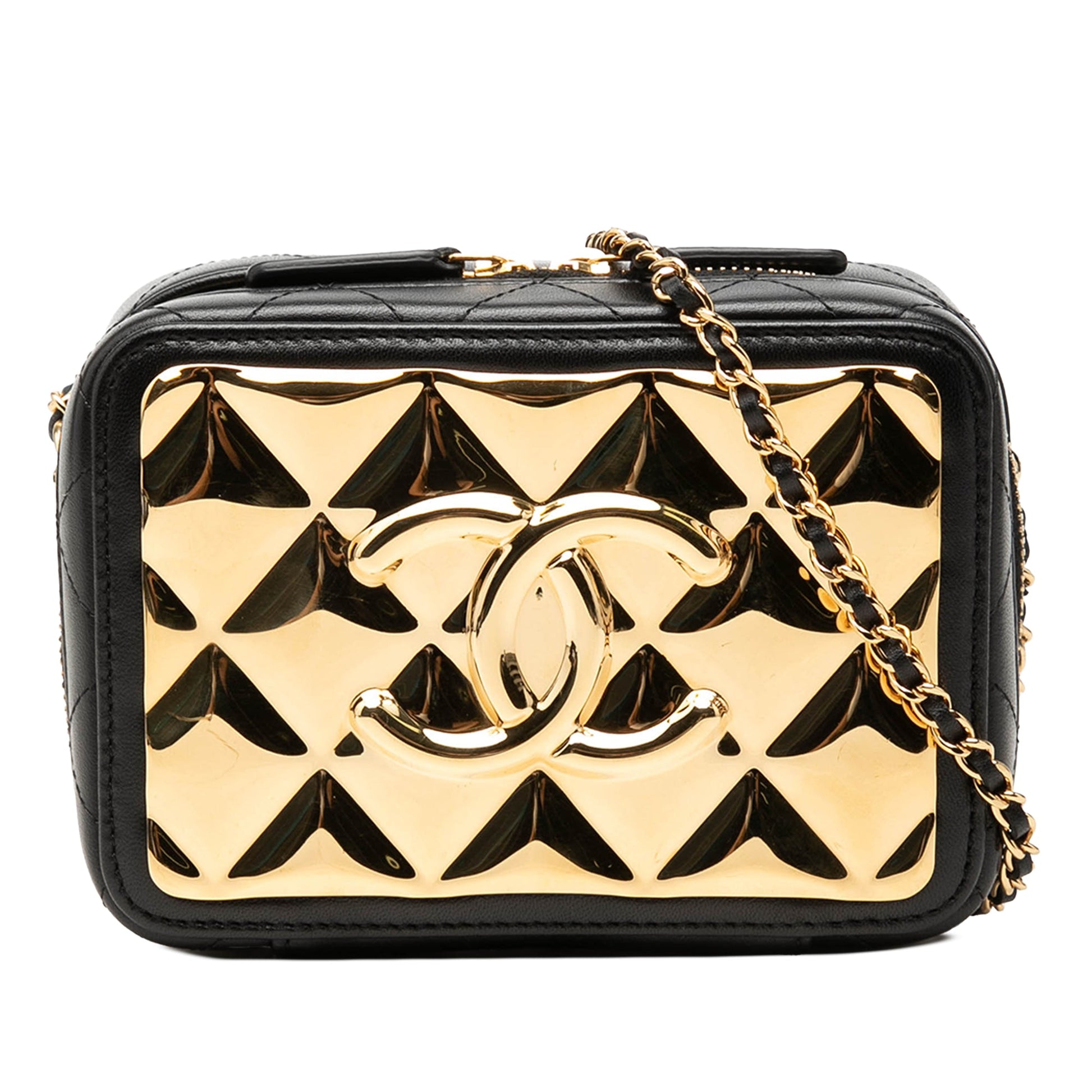 Chanel Mini CC Quilted Lambskin and Golden Plate Vanity Crossbody
