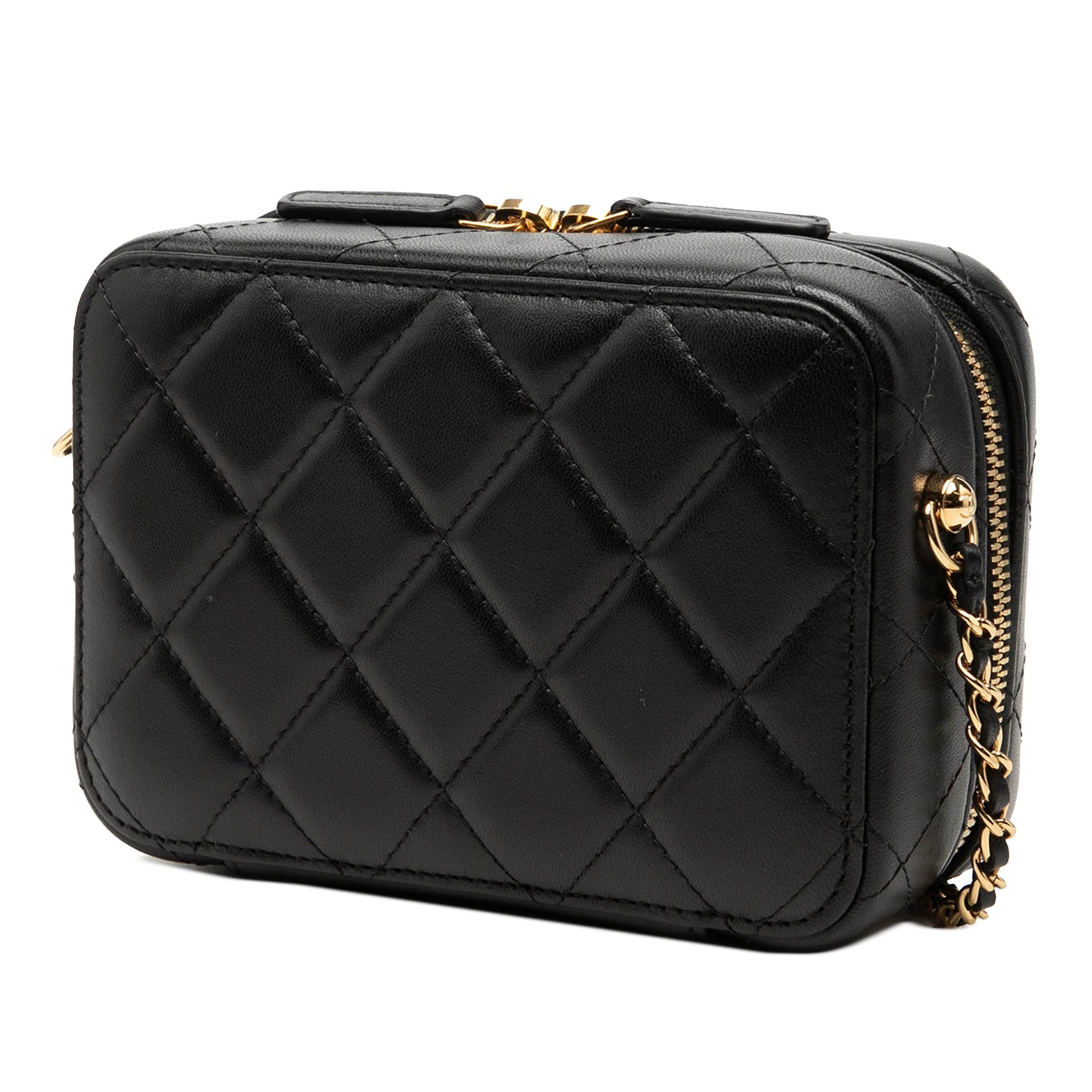 Chanel Mini CC Quilted Lambskin and Golden Plate Vanity Crossbody