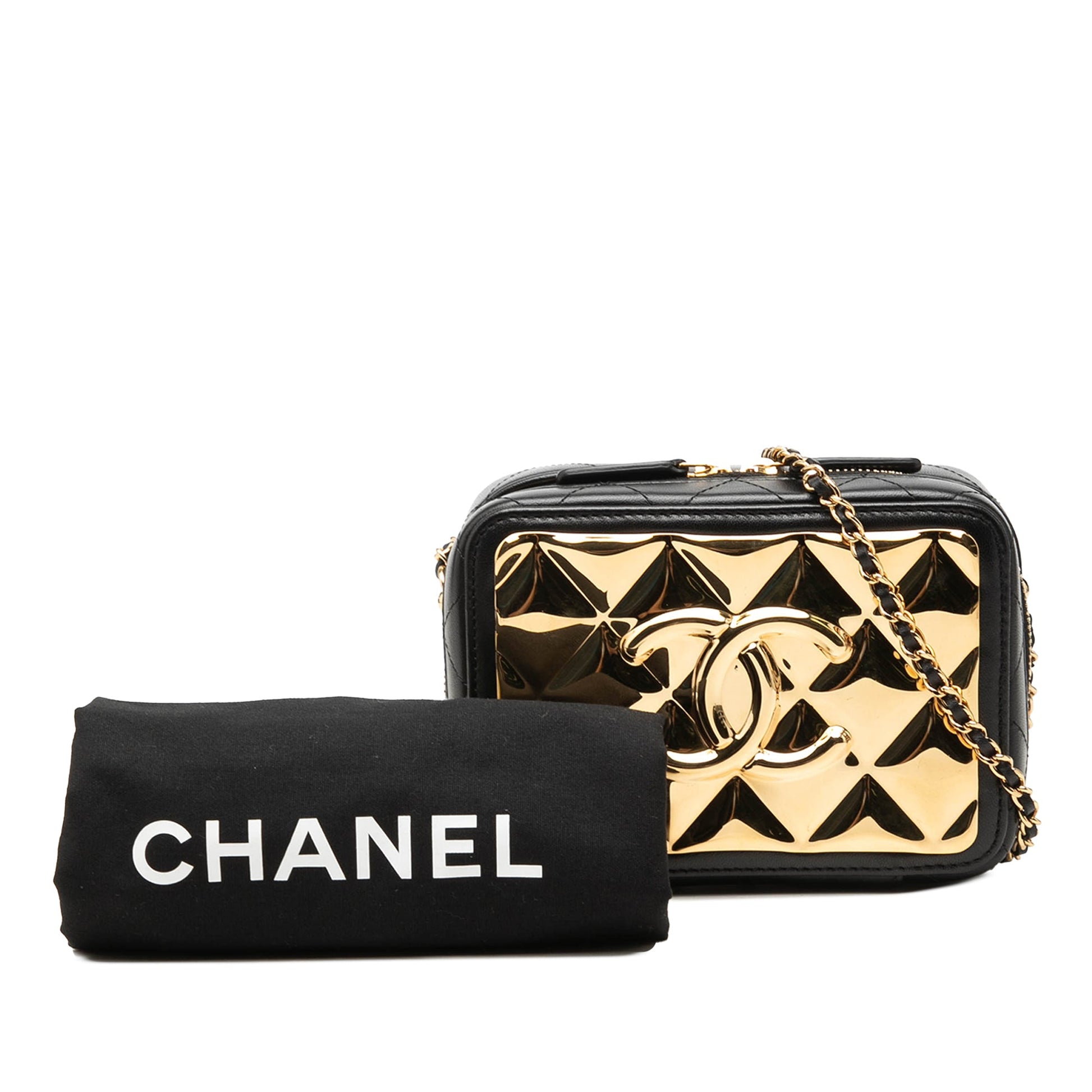 Chanel Mini CC Quilted Lambskin and Golden Plate Vanity Crossbody