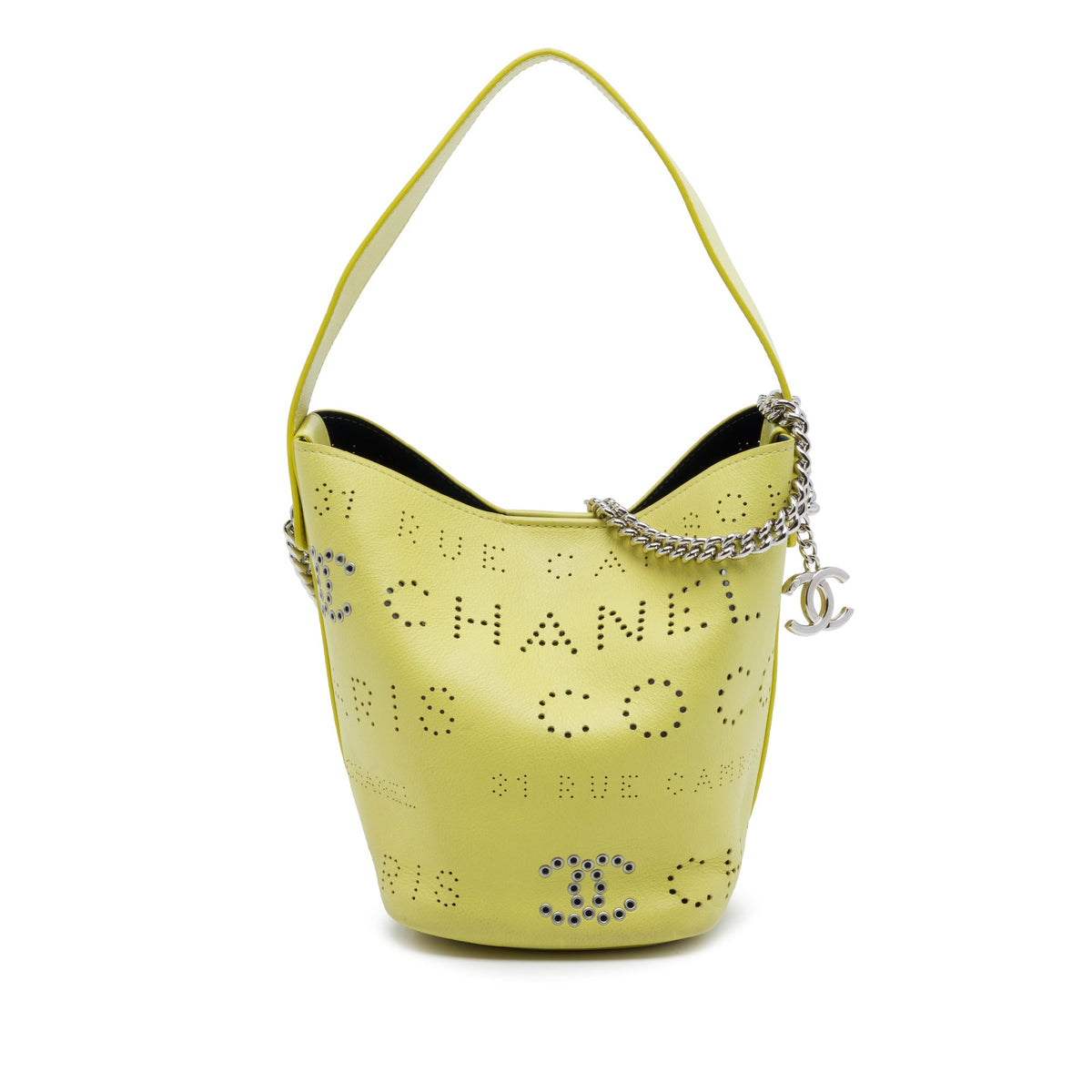 Chanel Small Perforated Calfskin Logo Eyelet Bucket Bag