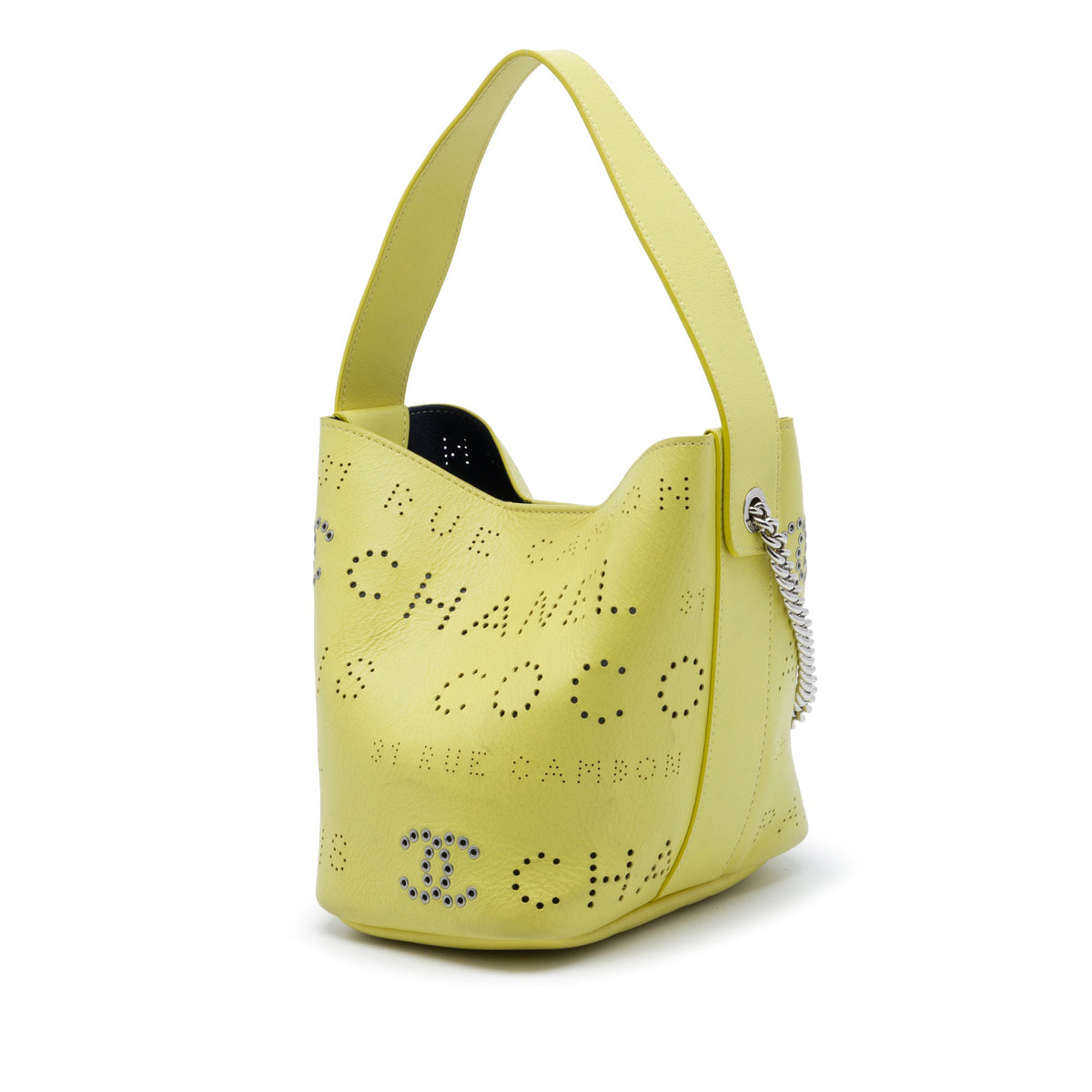 Chanel Small Perforated Calfskin Logo Eyelet Bucket Bag