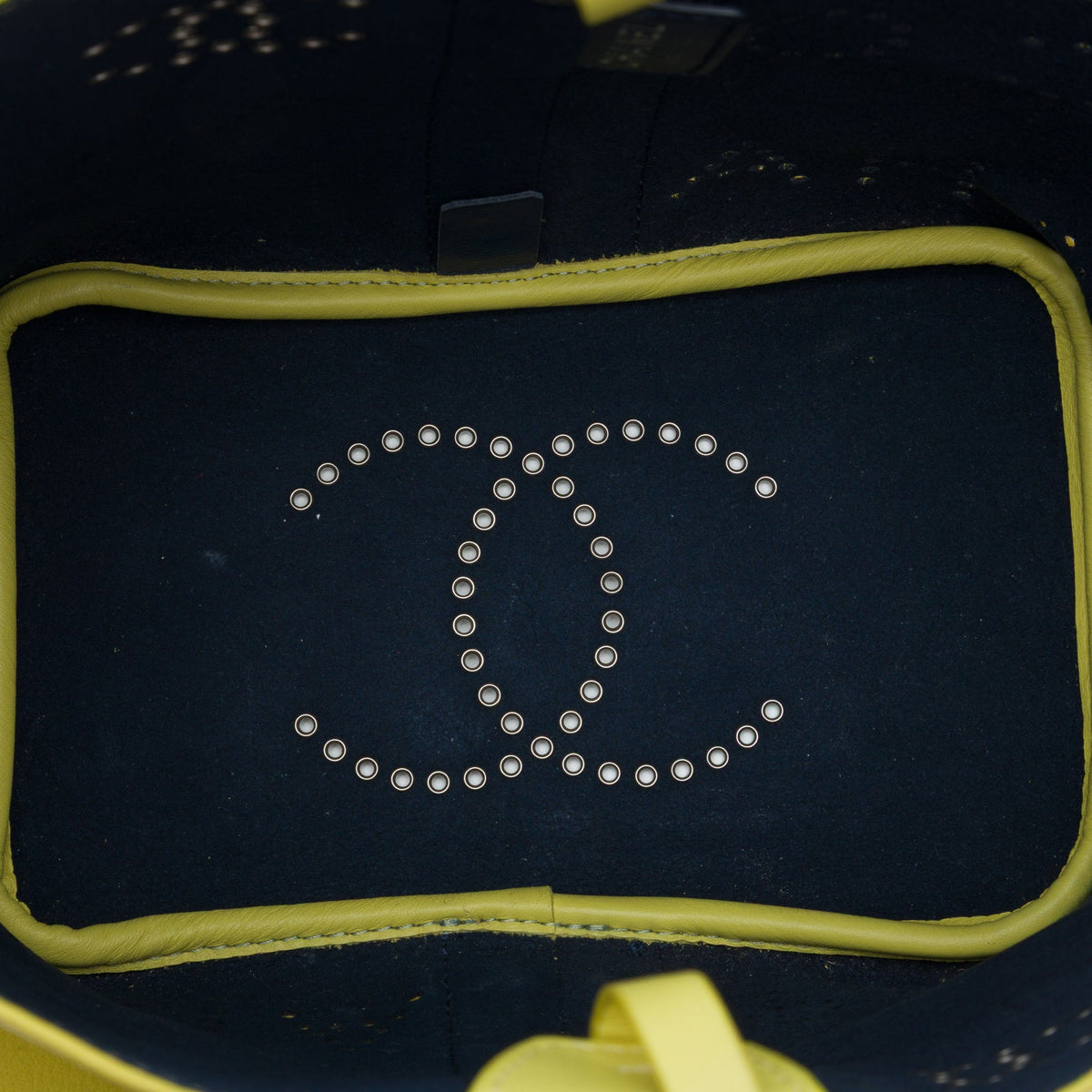 Chanel Small Perforated Calfskin Logo Eyelet Bucket Bag