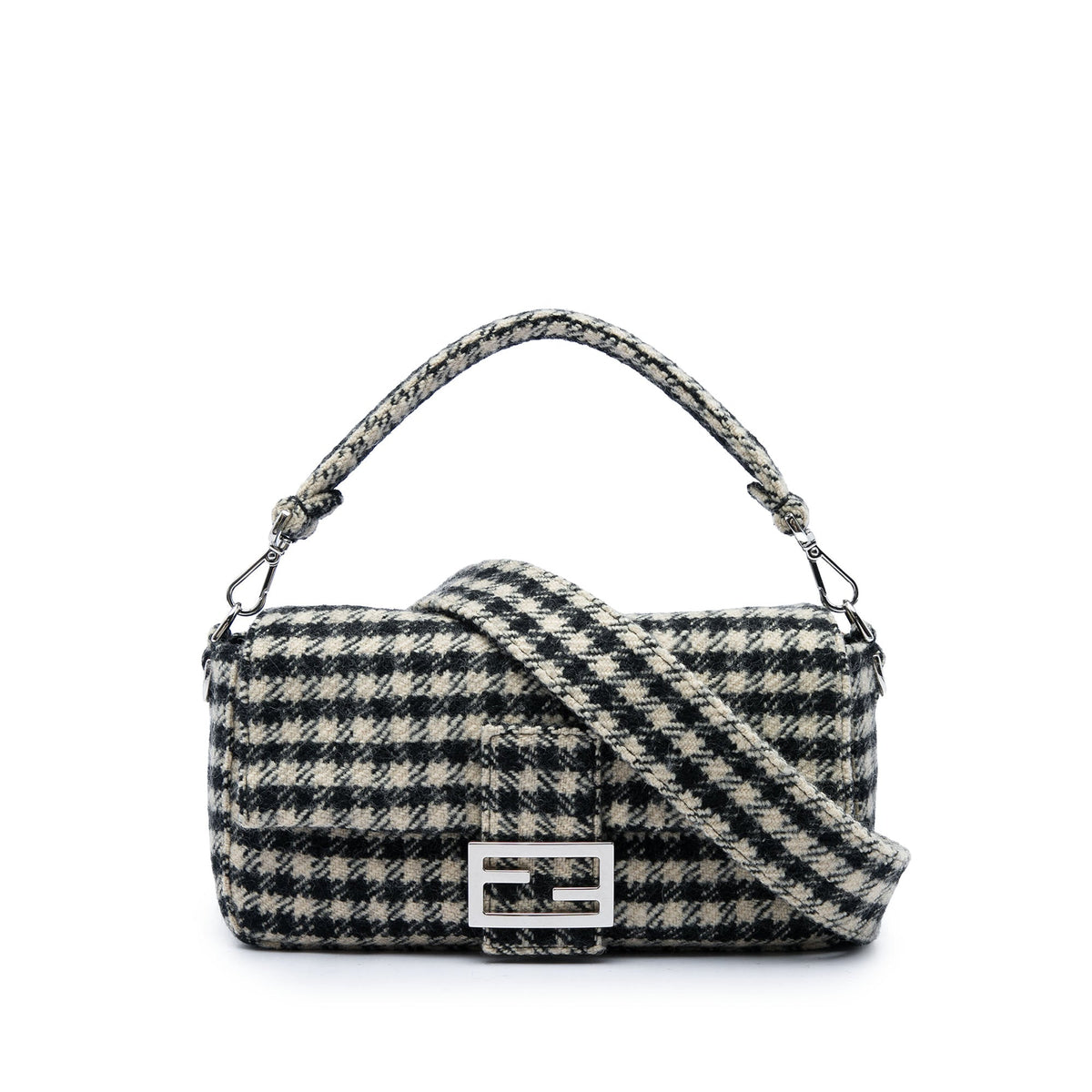 Fendi Tweed Baguette Satchel — Black