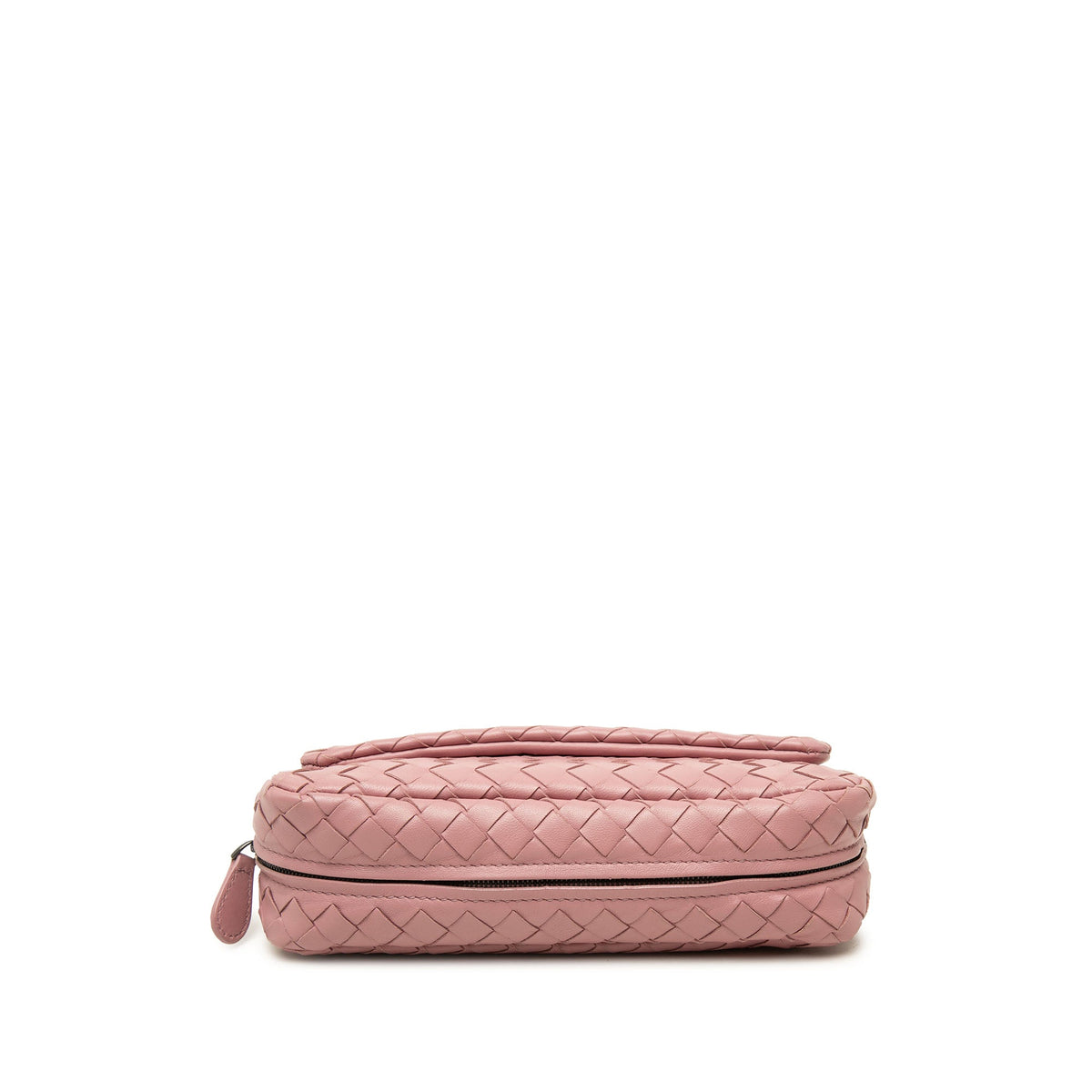 Bottega Veneta Mini Nappa Intrecciato Expandable Chain Flap Crossbody — Pink