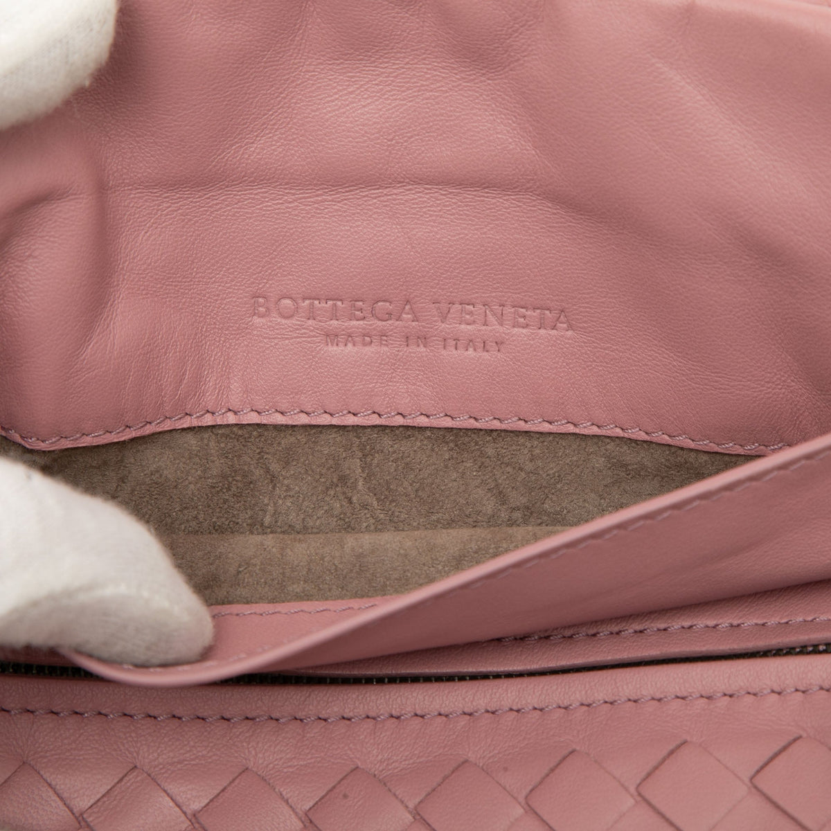 Bottega Veneta Mini Nappa Intrecciato Expandable Chain Flap Crossbody — Pink