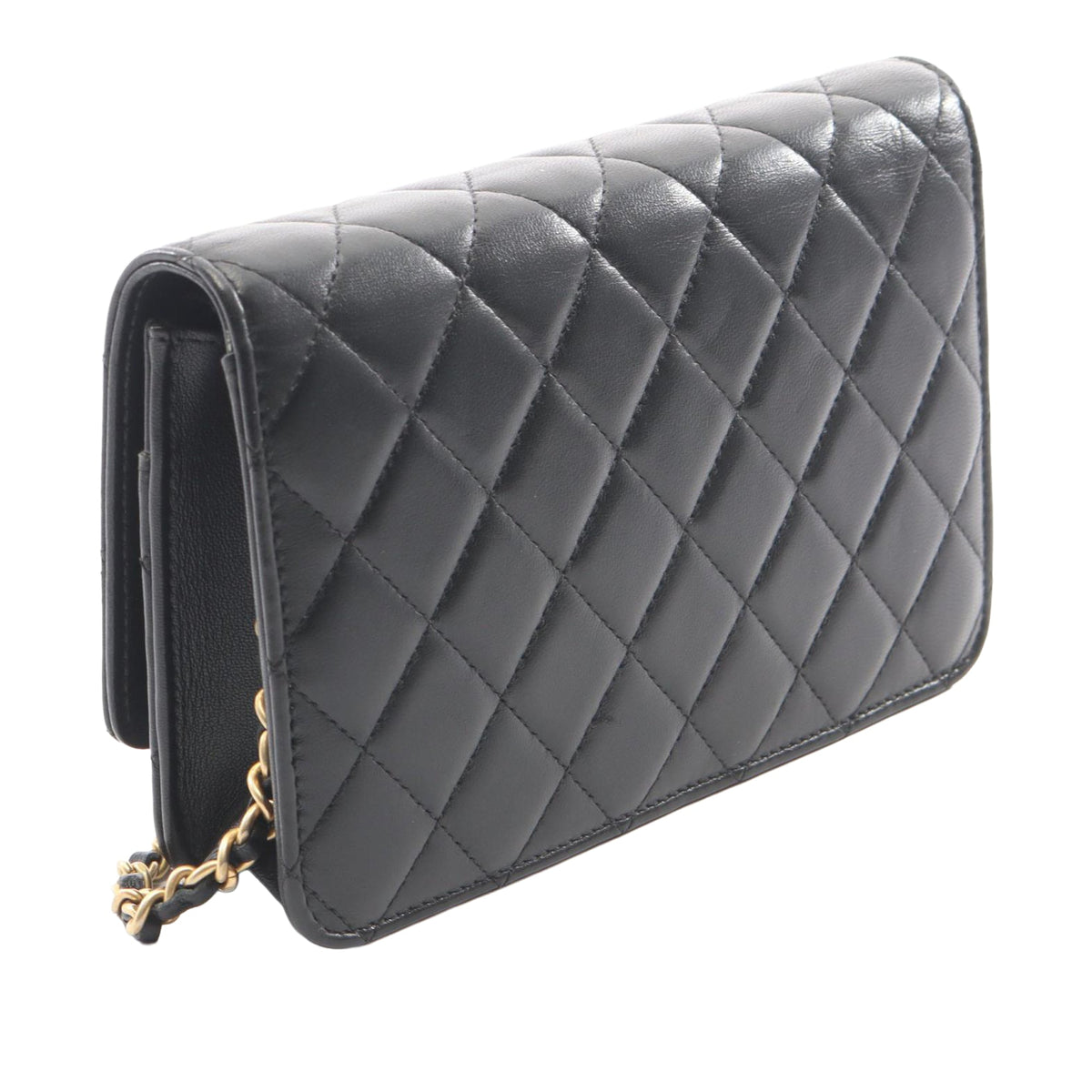 Chanel CC Quilted Studded Lambskin 18K Lucky Charms Wallet On Chain — Black