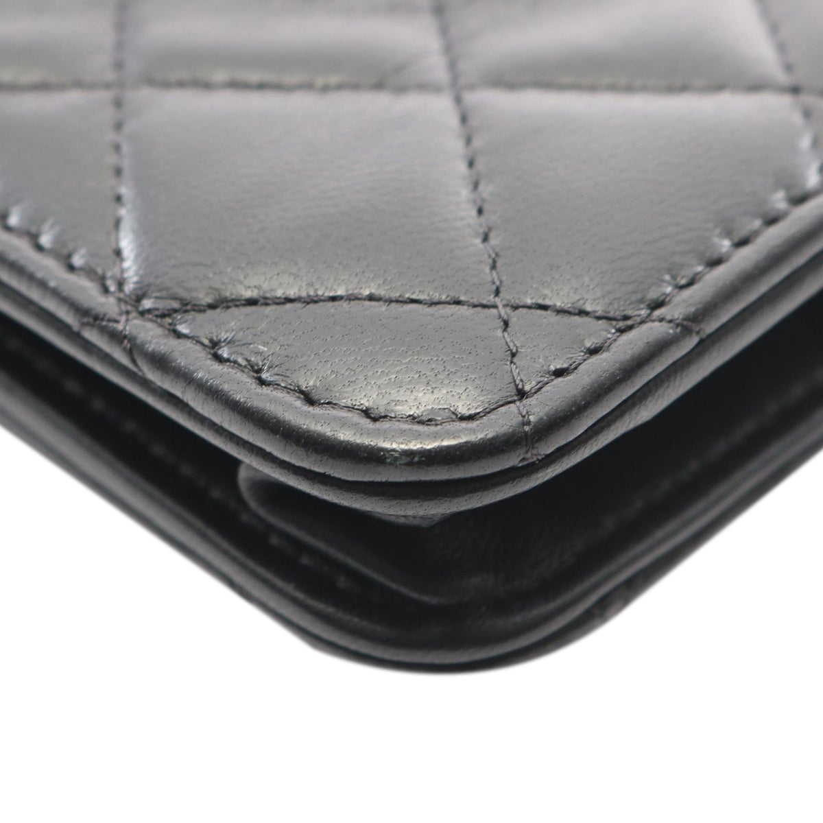 Chanel CC Quilted Studded Lambskin 18K Lucky Charms Wallet On Chain — Black