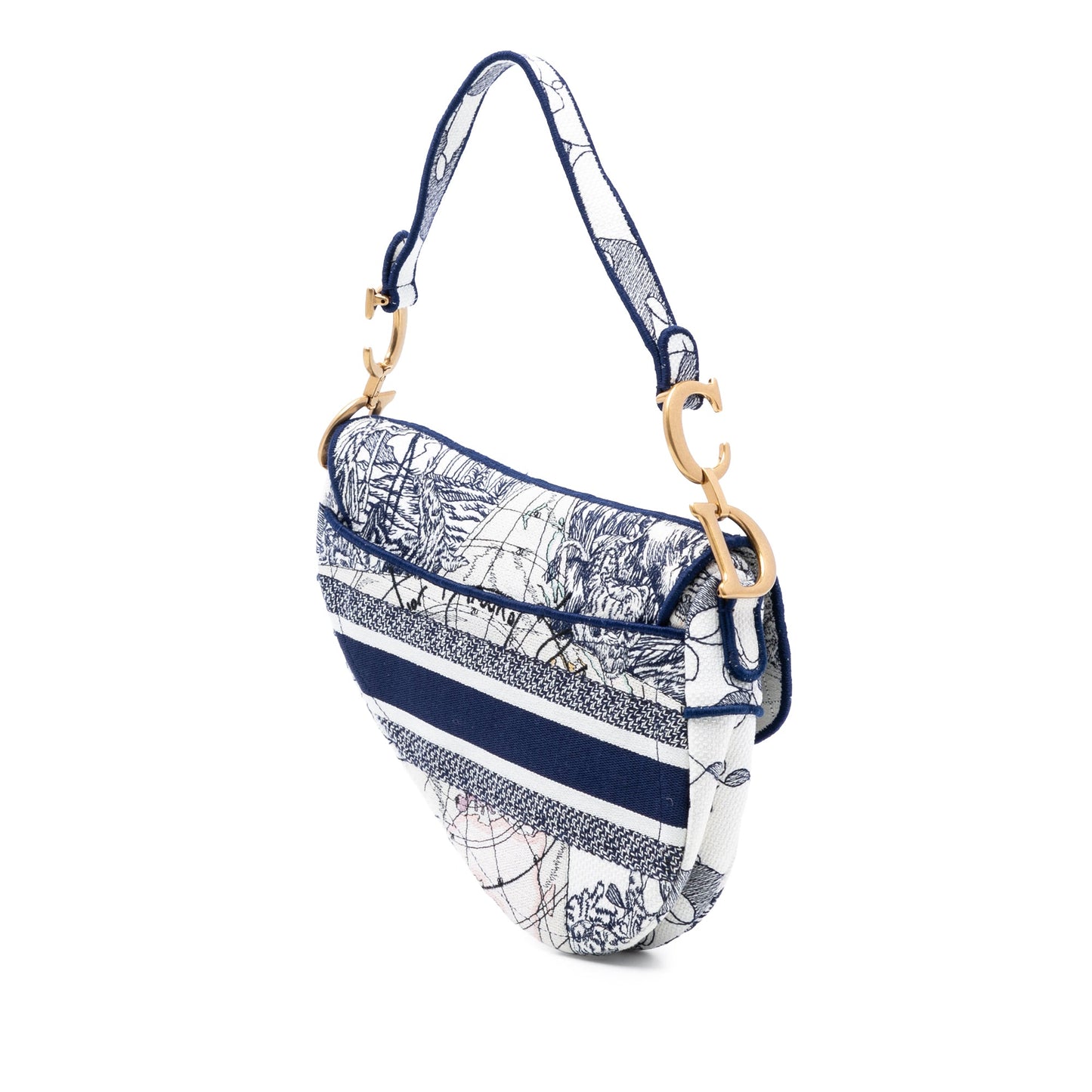 Dior Canvas Embroidered Around the World Saddle Bag