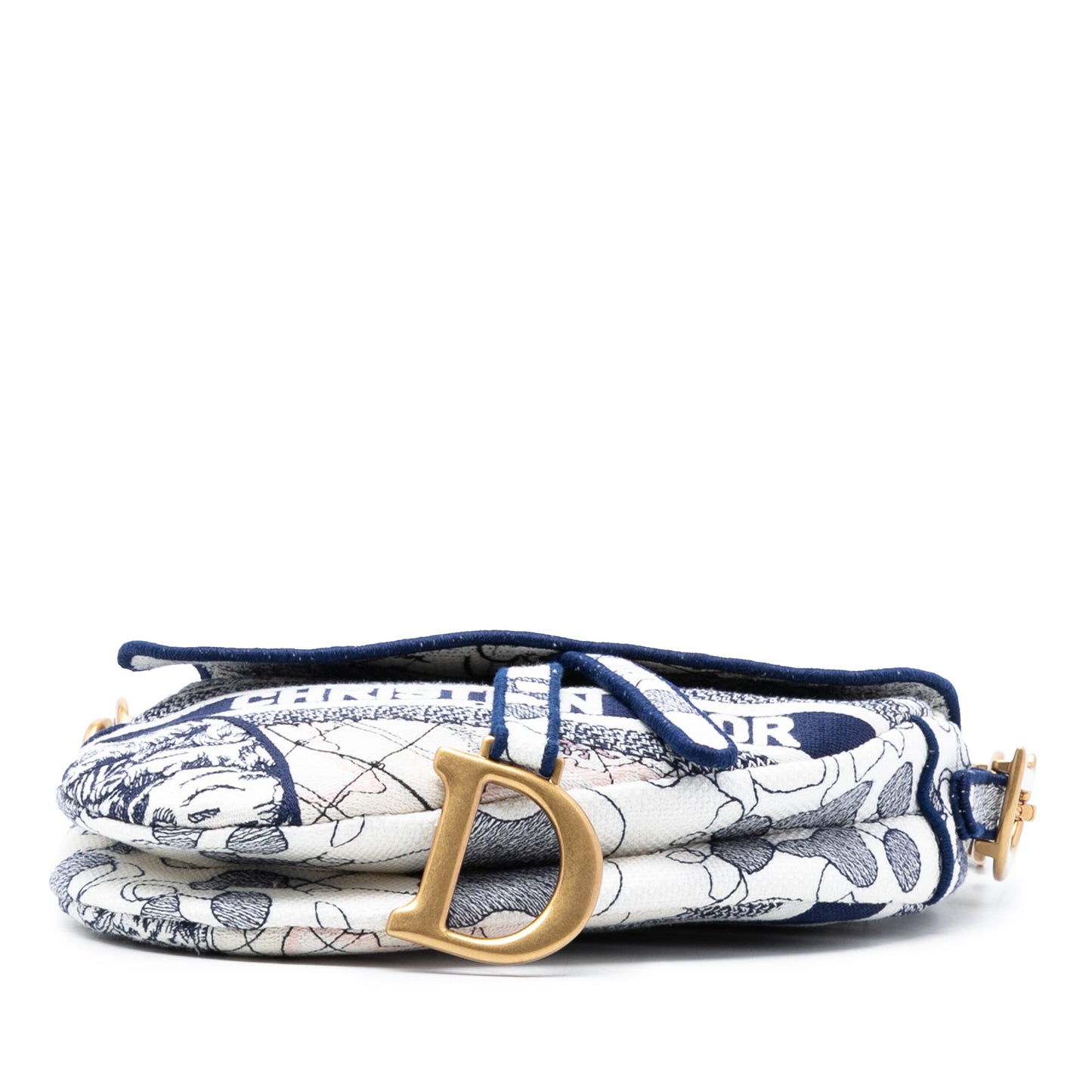 Dior Canvas Embroidered Around the World Saddle Bag