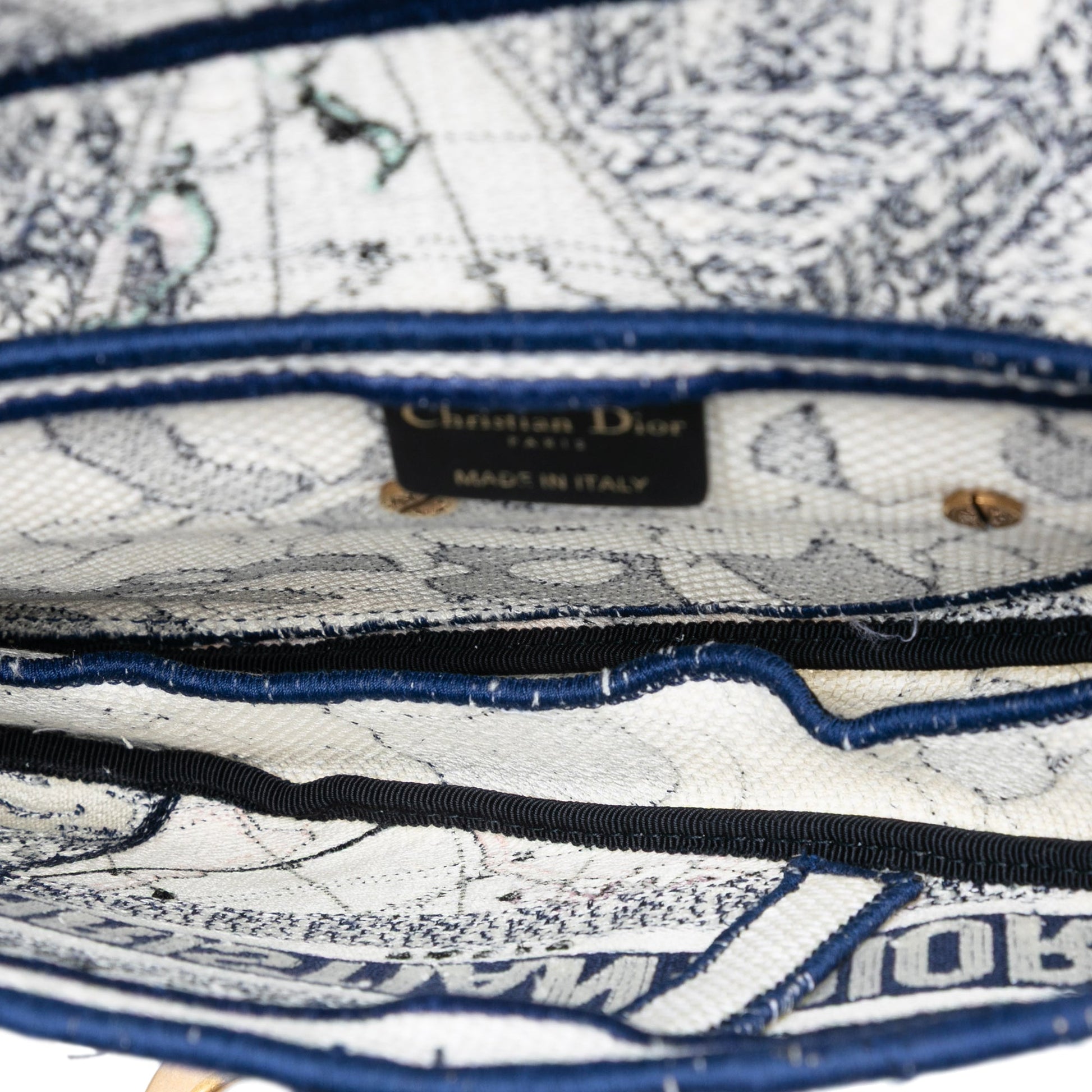 Dior Canvas Embroidered Around the World Saddle Bag