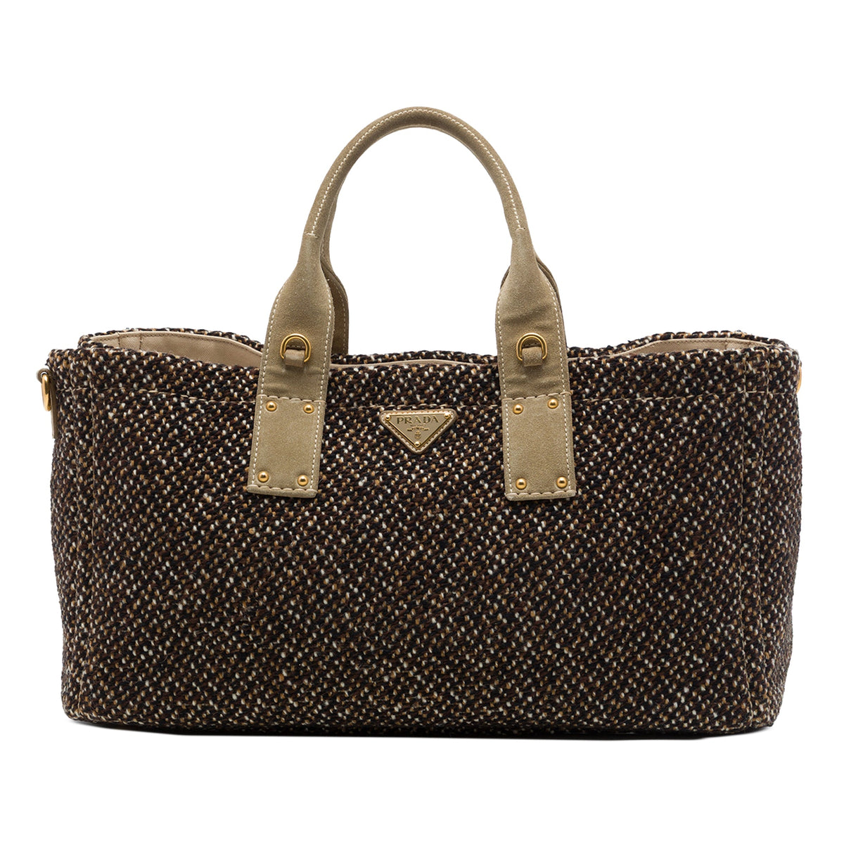 Prada Tweed Satchel — Brown