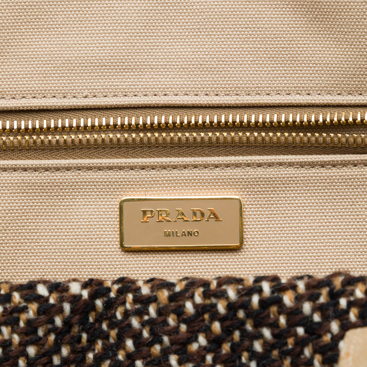 Prada Tweed Satchel — Brown