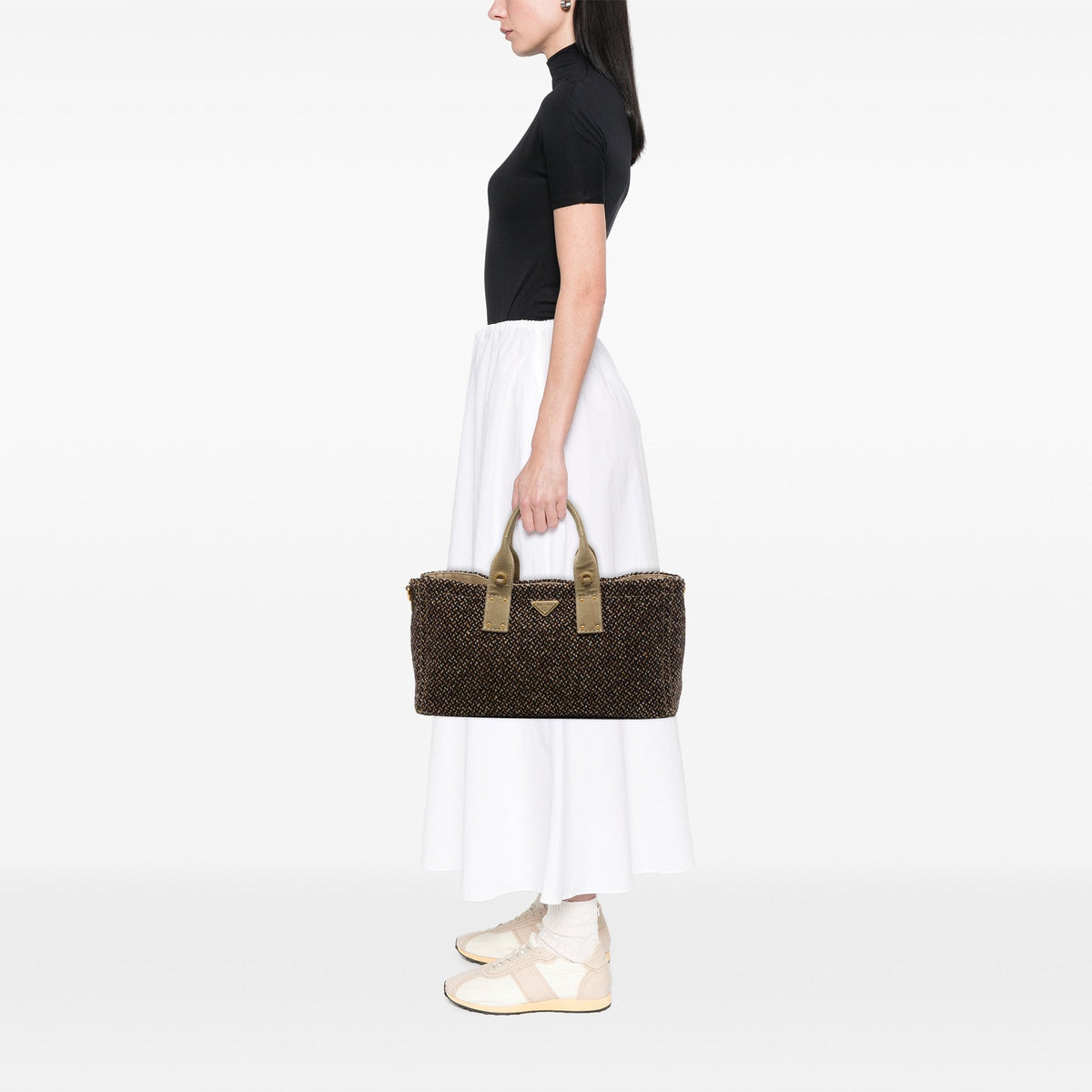 Prada Tweed Satchel — Brown