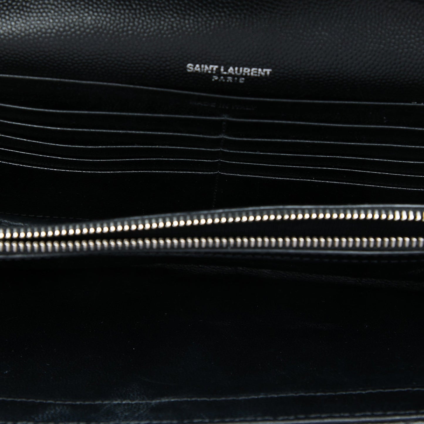 Saint Laurent Grain De Poudre Chevron Cassandre Envelope Chain Wallet