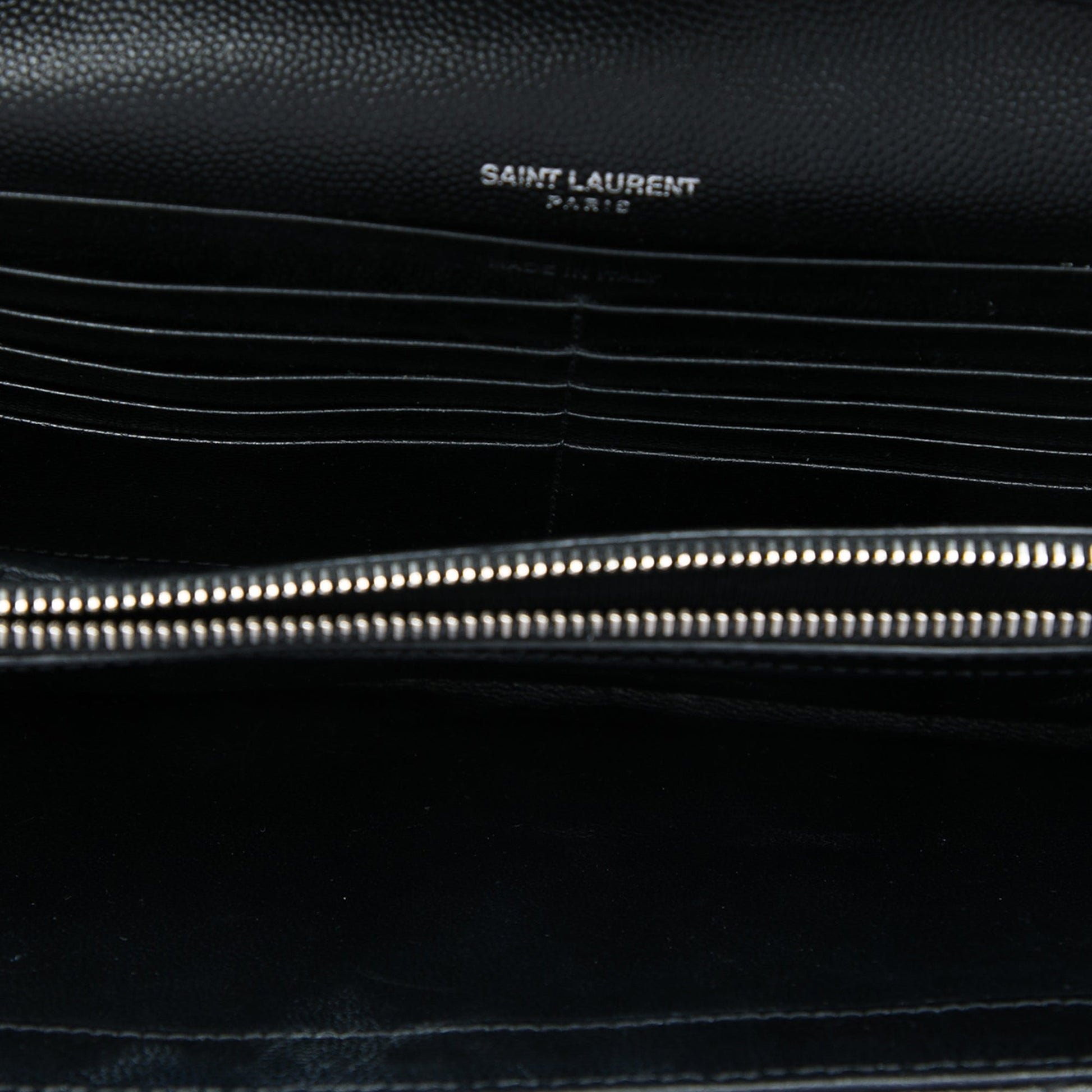 Saint Laurent Grain De Poudre Chevron Cassandre Envelope Chain Wallet