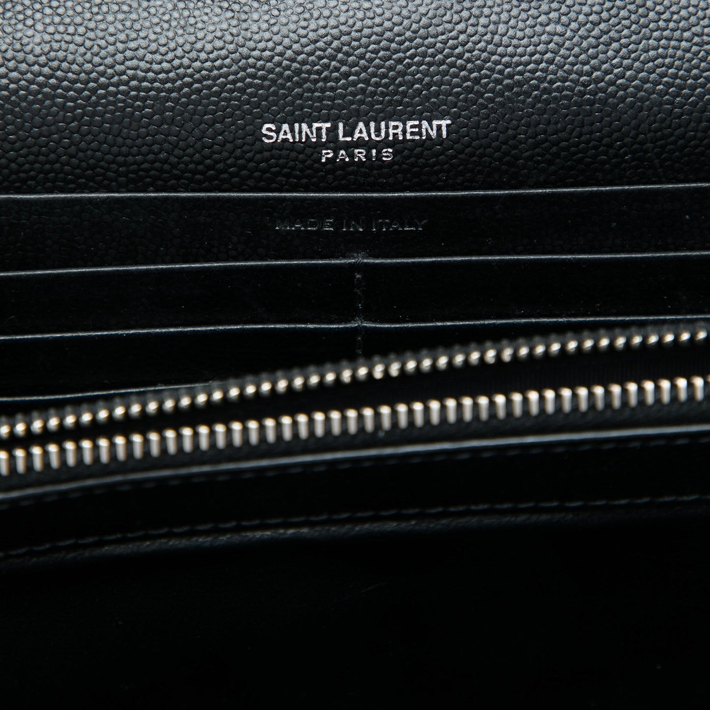 Saint Laurent Grain De Poudre Chevron Cassandre Envelope Chain Wallet