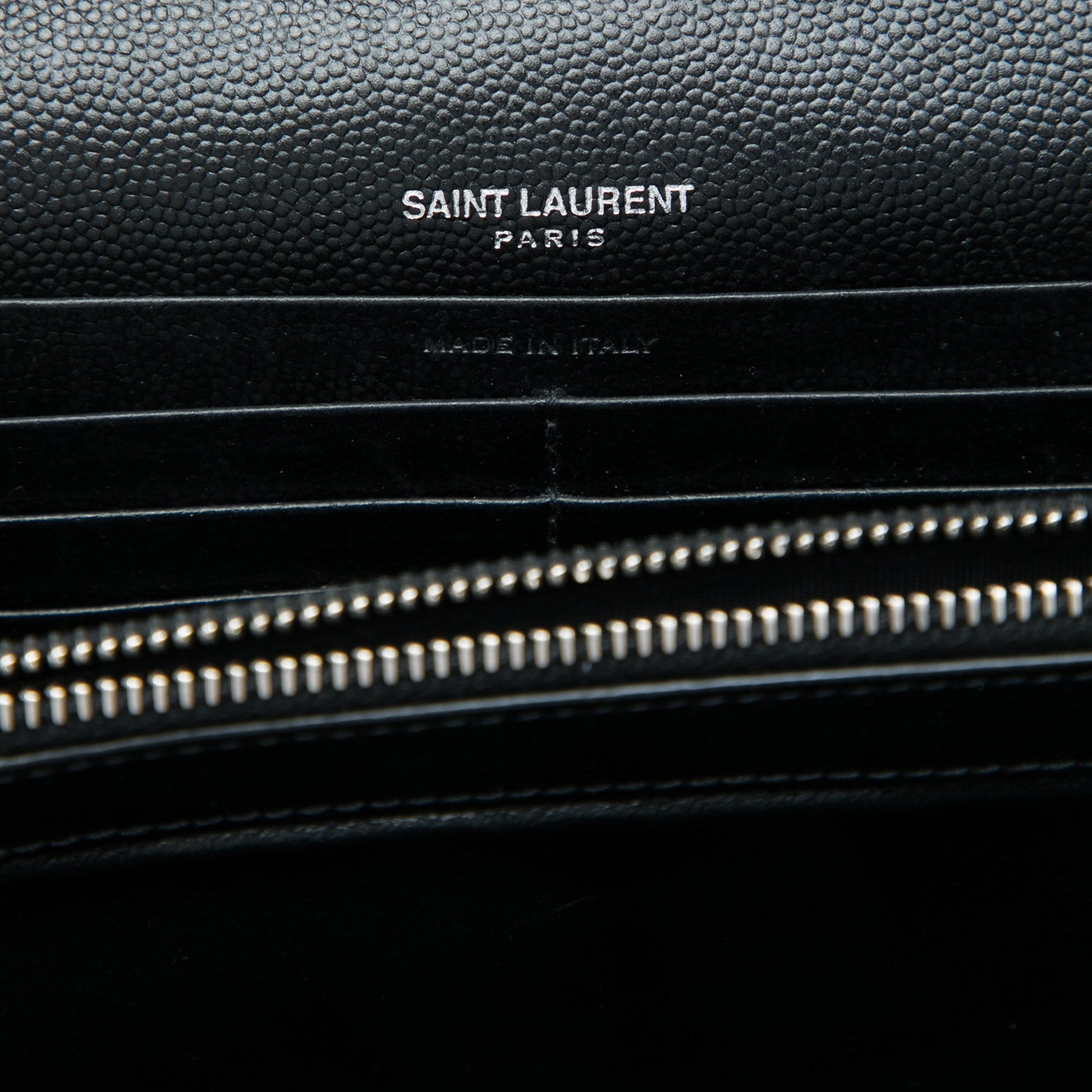 Saint Laurent Grain De Poudre Chevron Cassandre Envelope Chain Wallet