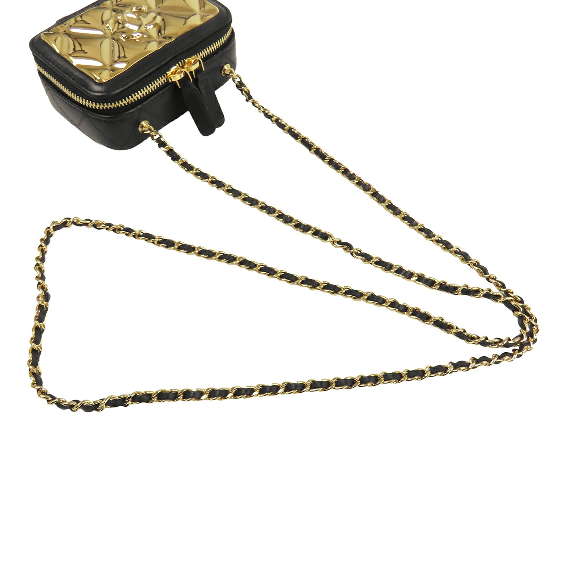 Chanel Extra Mini CC Quilted Golden Plate Vanity Crossbody