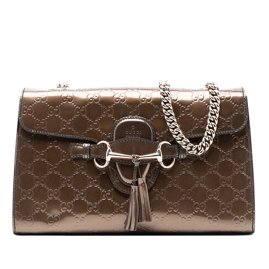 Gucci Medium Patent Guccissima Emily Shoulder Bag