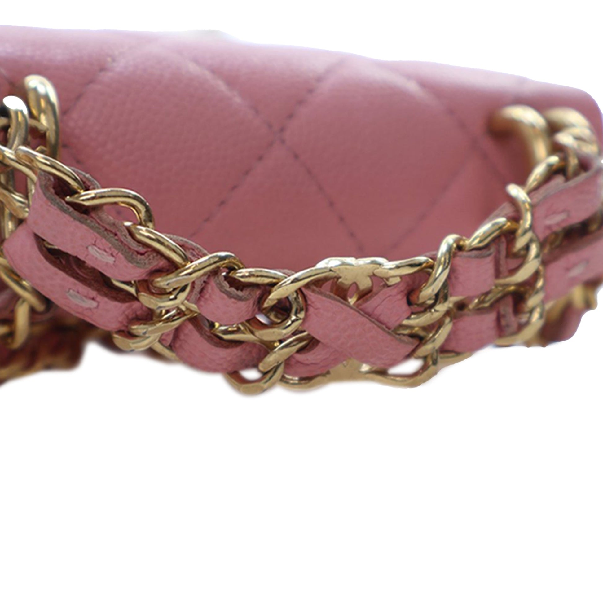 Chanel Mini CC Quilted Caviar Top Handle Clutch with Chain