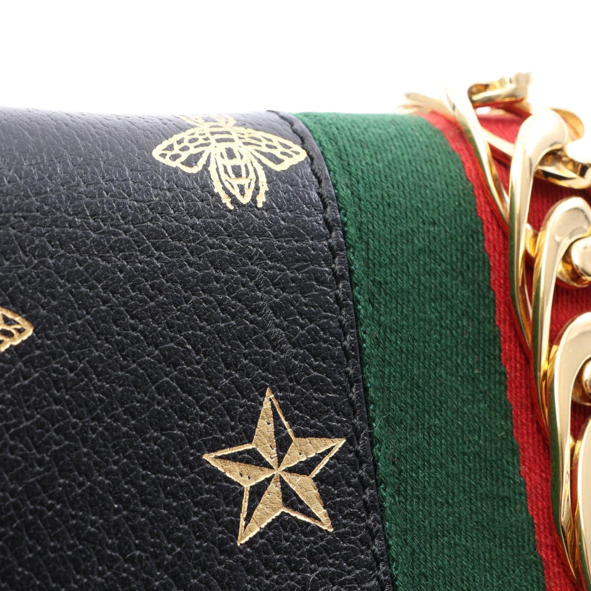 Gucci Small Calfskin Bee Star Web Sylvie Satchel