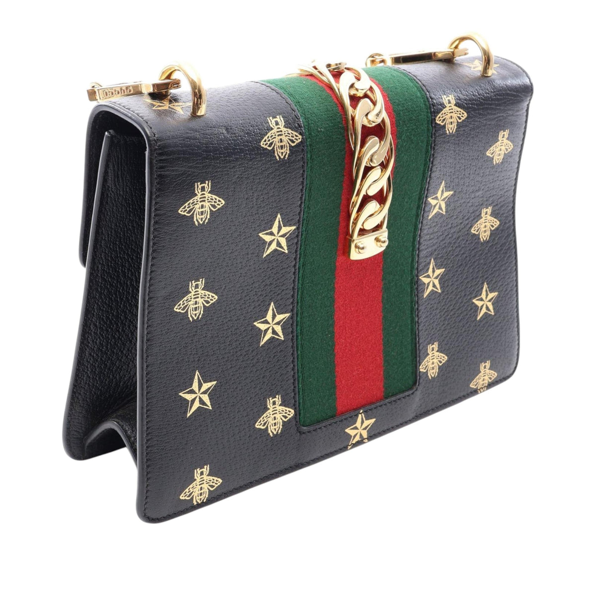Gucci Small Calfskin Bee Star Web Sylvie Satchel