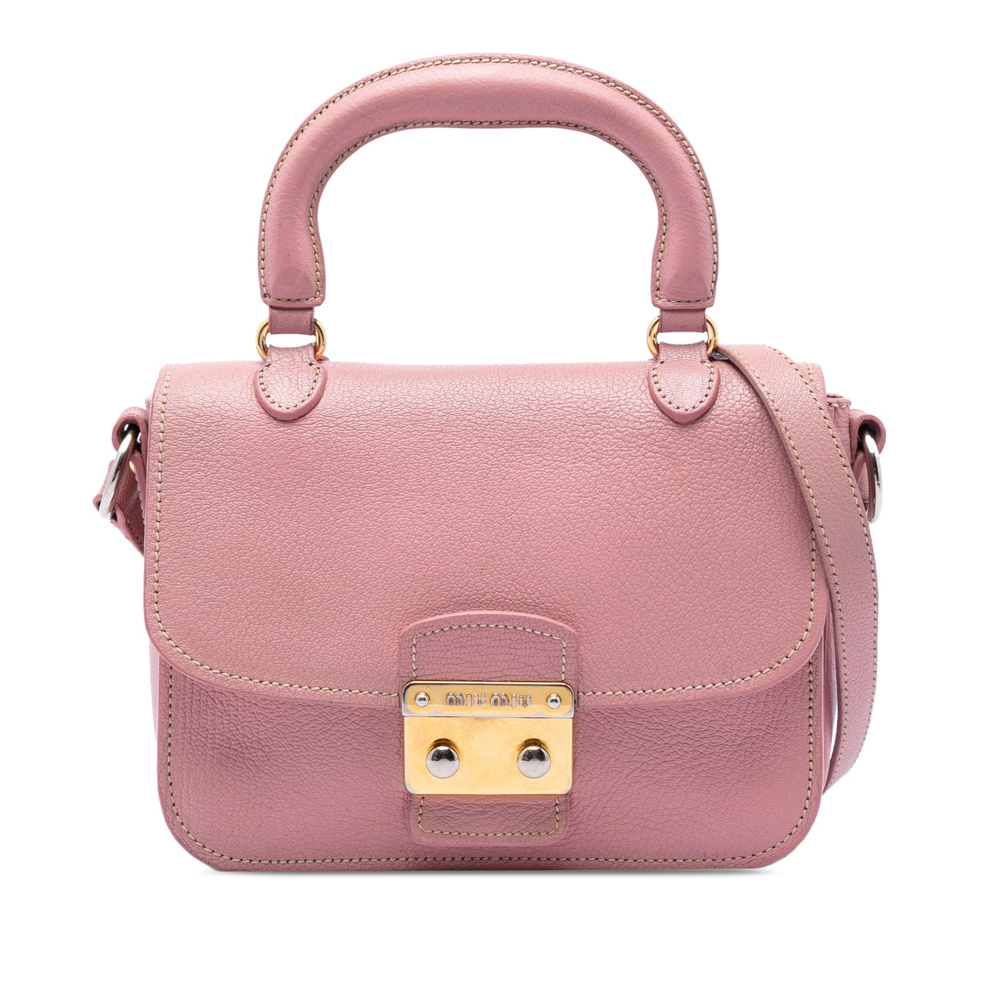 Miu Miu Goatskin Madras Top Handle Bag