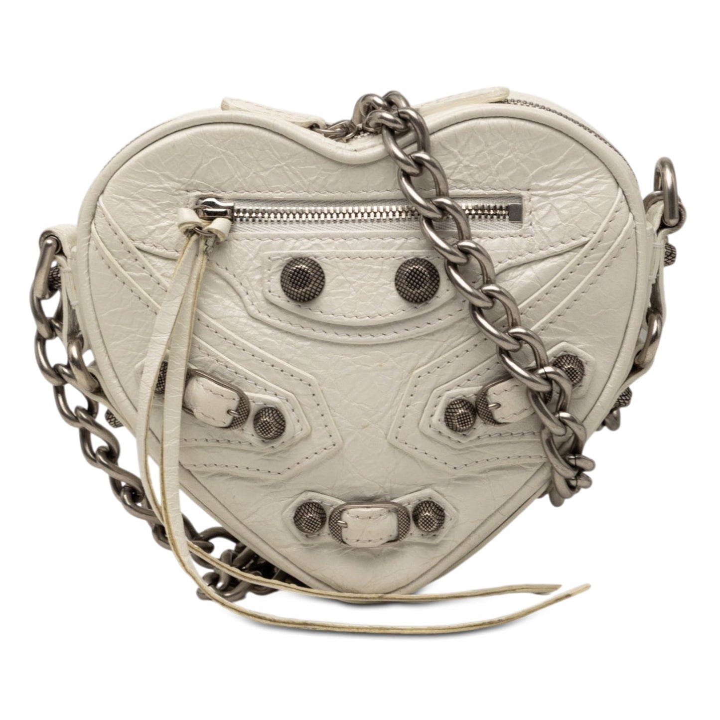 Balenciaga Mini Lambskin Motocross Le Cagole Heart Chain Bag