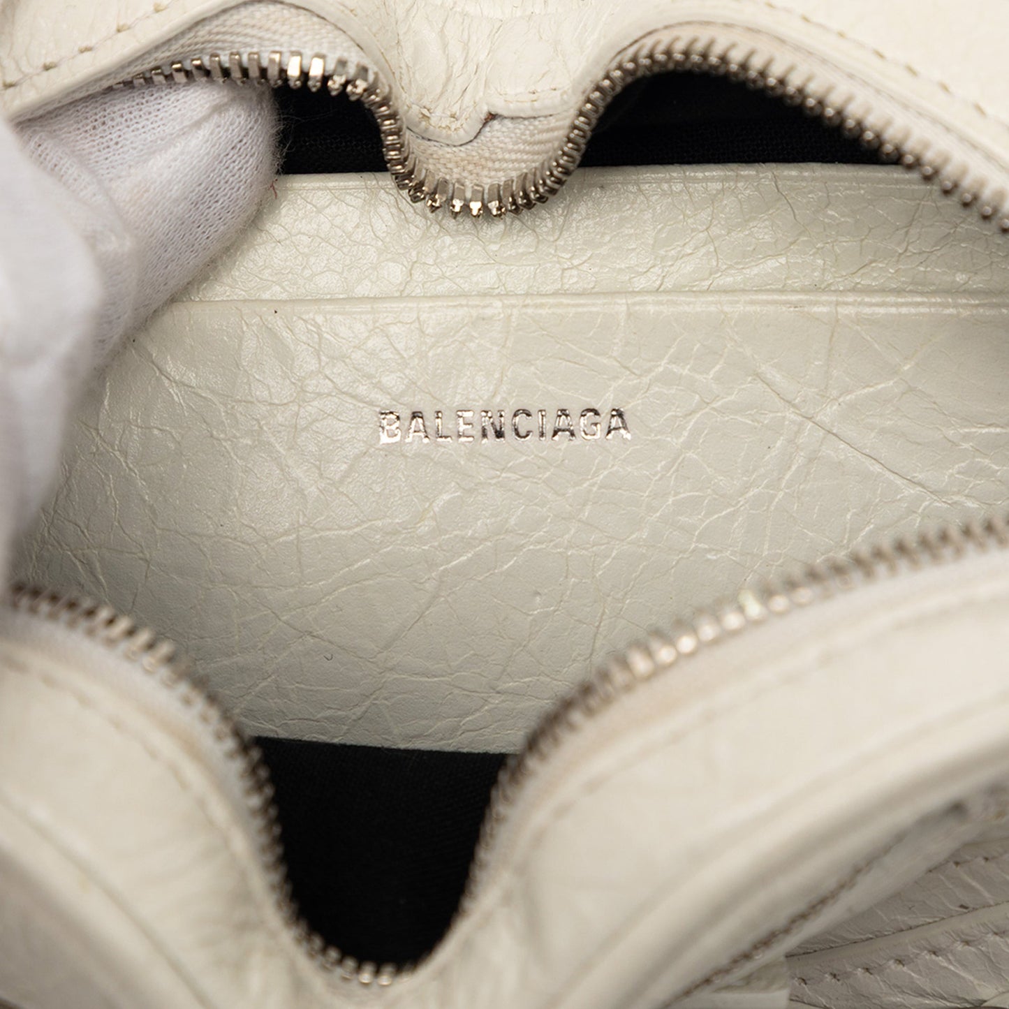 Balenciaga Mini Lambskin Motocross Le Cagole Heart Chain Bag