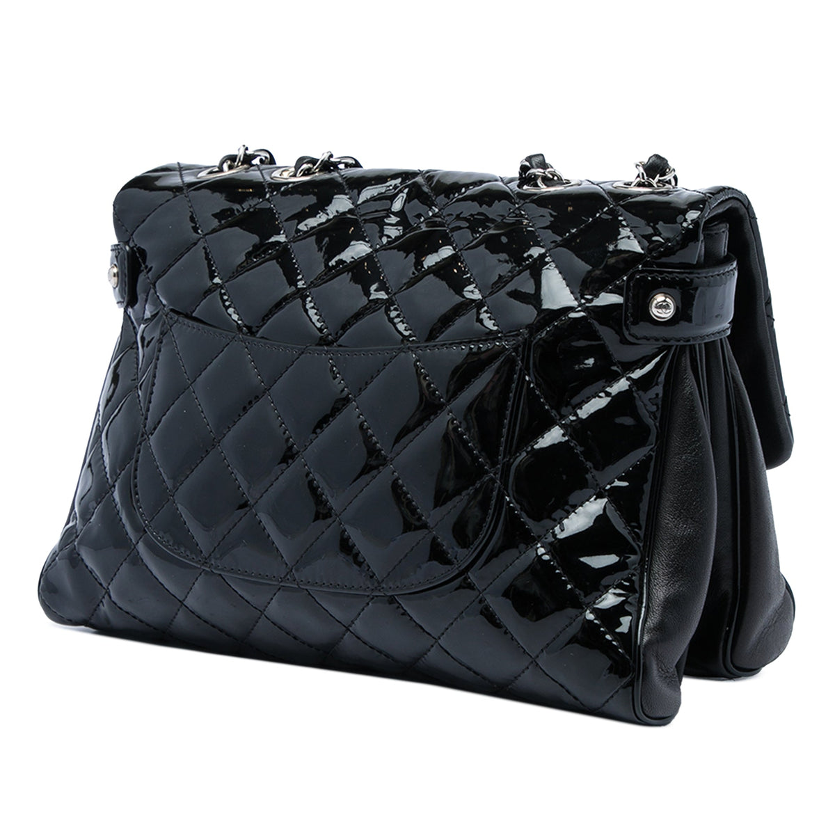 Chanel Large CC Quilted Patent Double Compartment Flap
