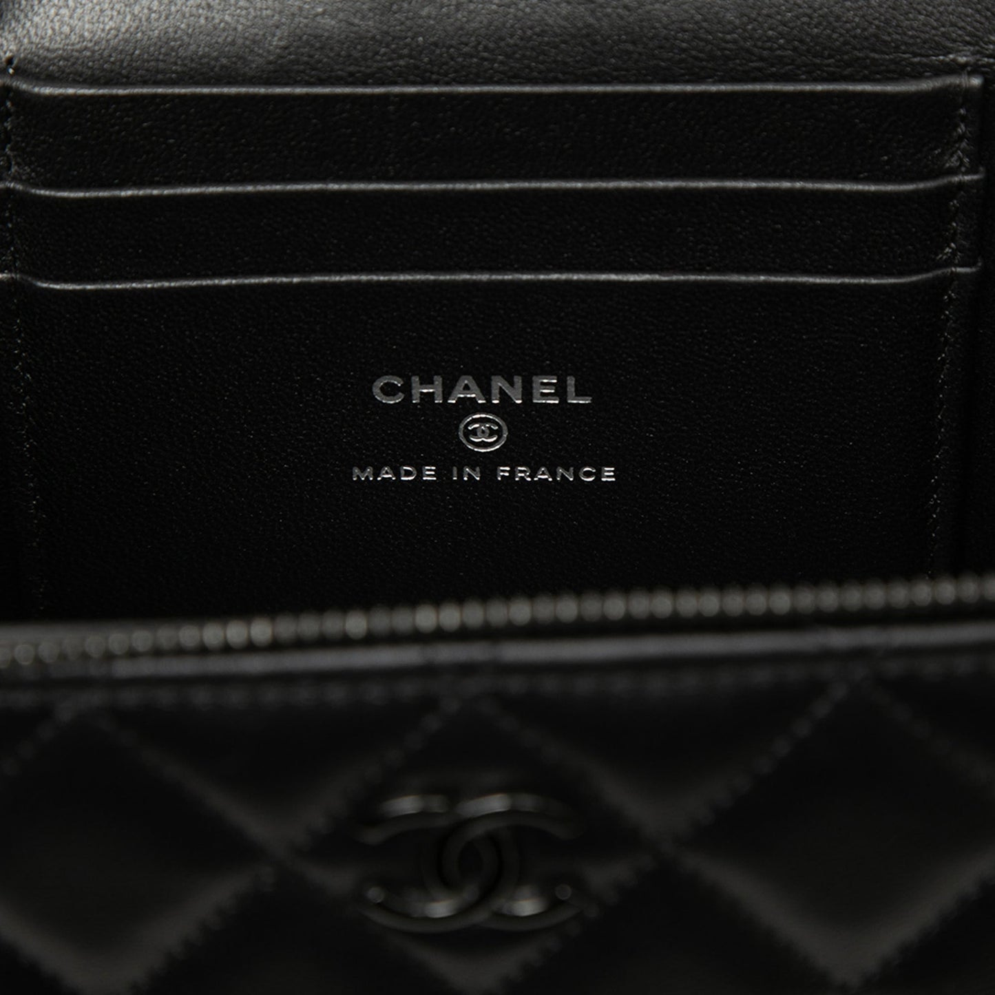 Chanel Small Lambskin So Black Top Handle Vanity Case with Chain