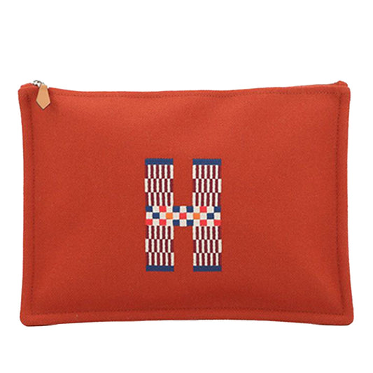 HermÃ¨s Wool H Natte Flat Pouch GM
