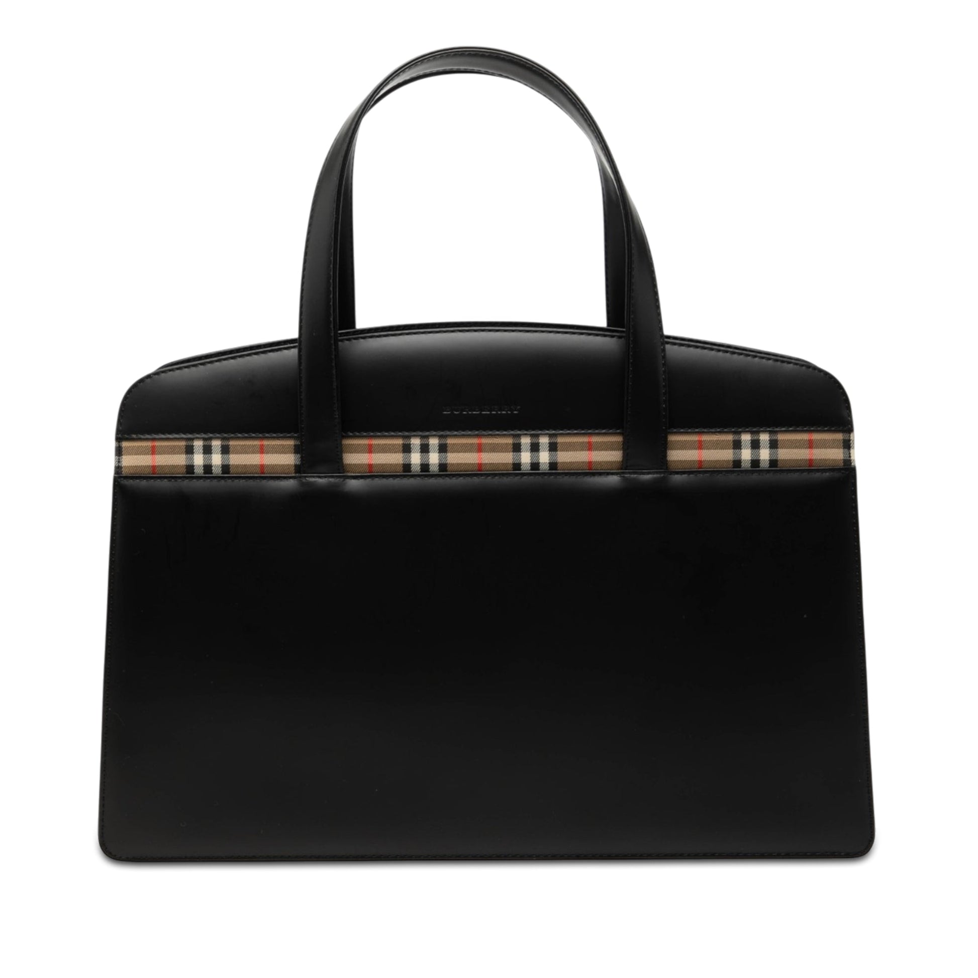 Burberry House Check Trimmed Leather Handbag