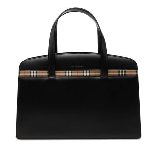 Burberry House Check Trimmed Leather Handbag