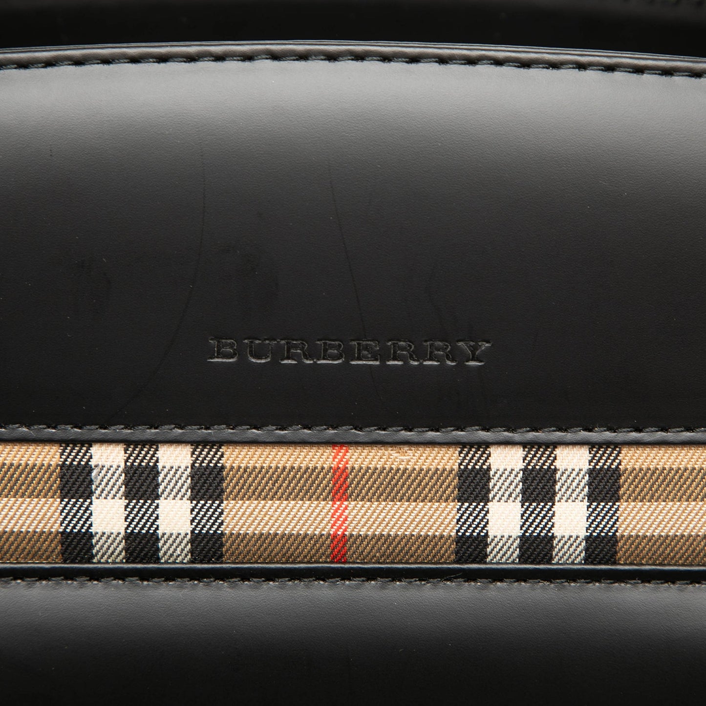 Burberry House Check Trimmed Leather Handbag