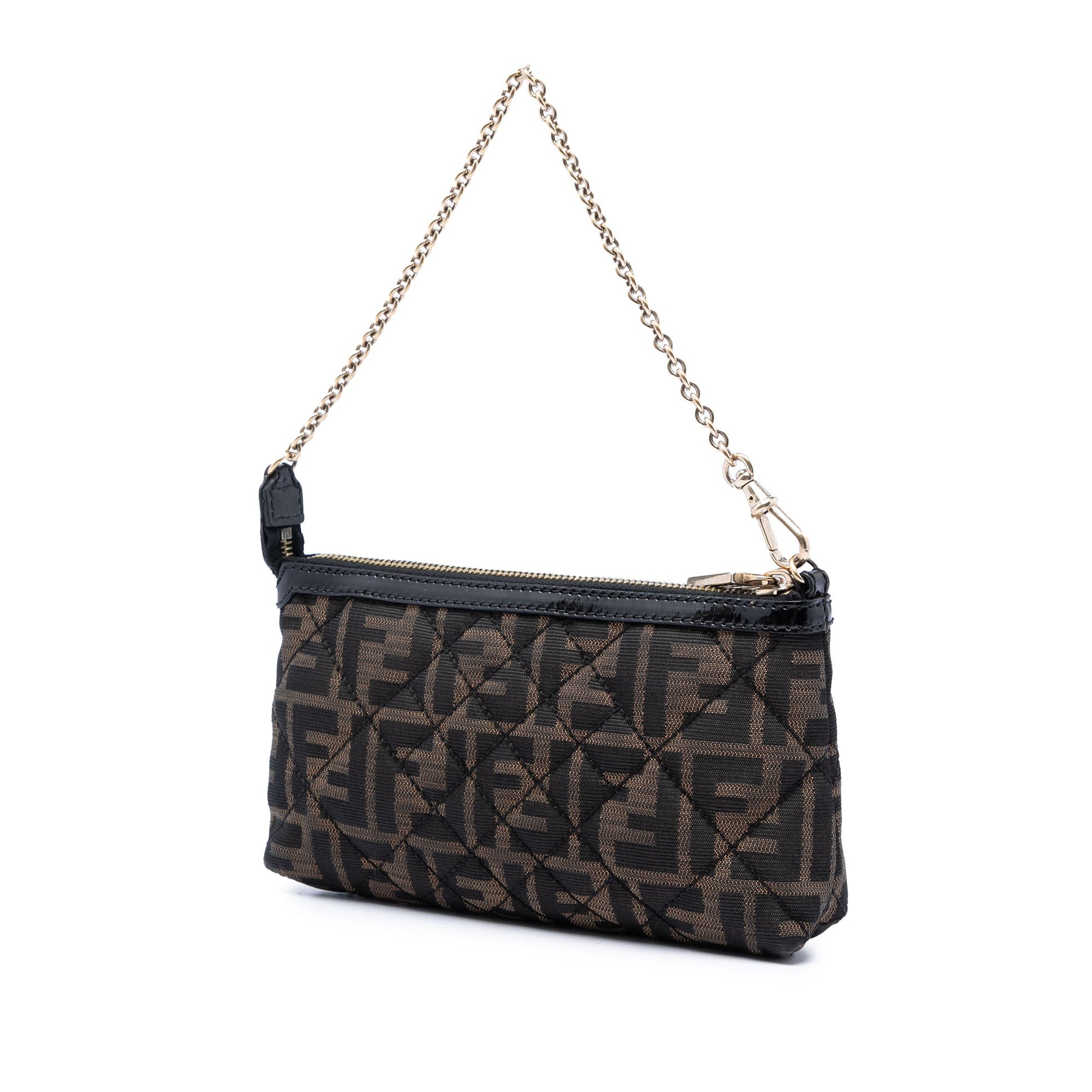 Fendi Quilted Zucca Canvas Chain Pochette