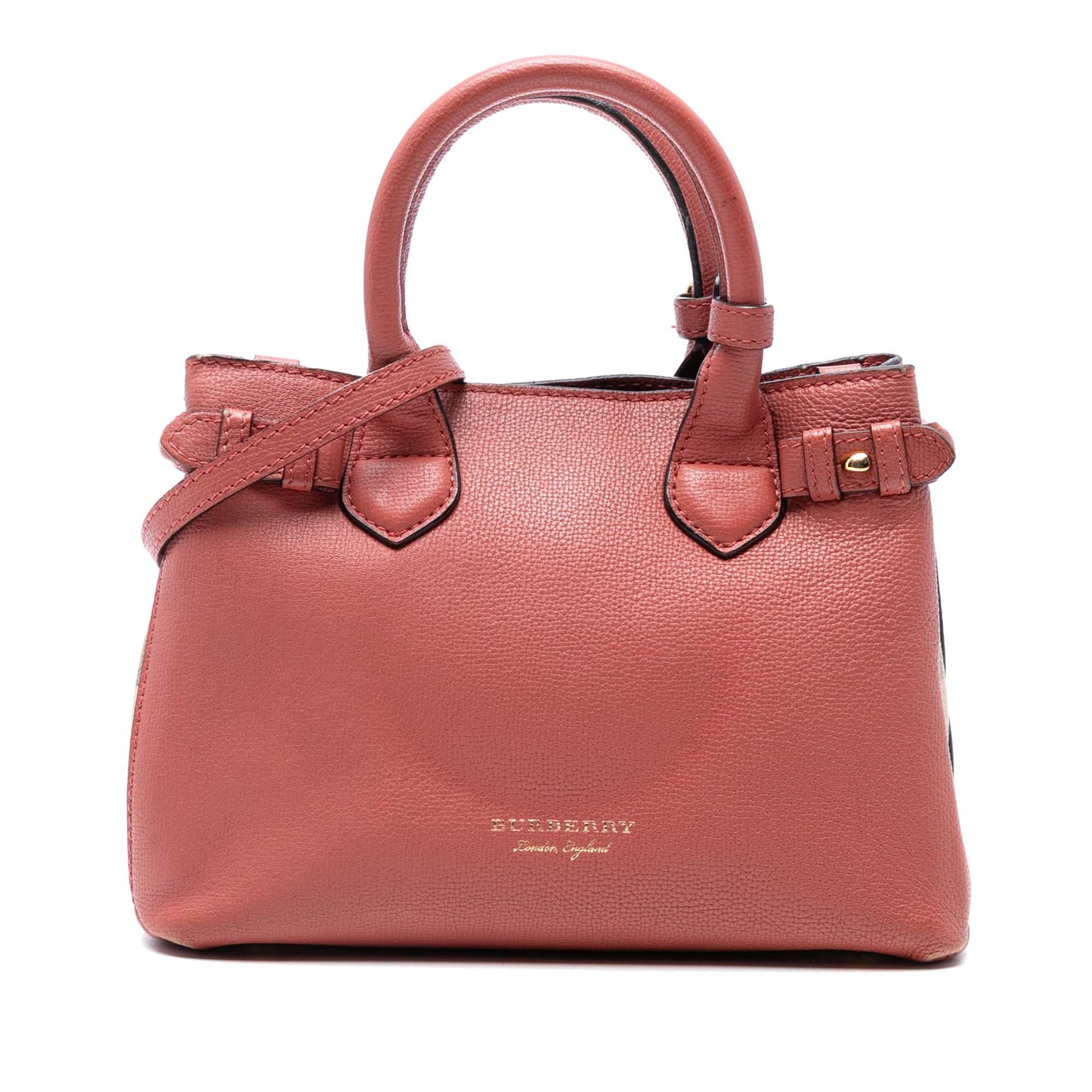 Burberry Small Grainy Calfskin and House Check Banner Satchel